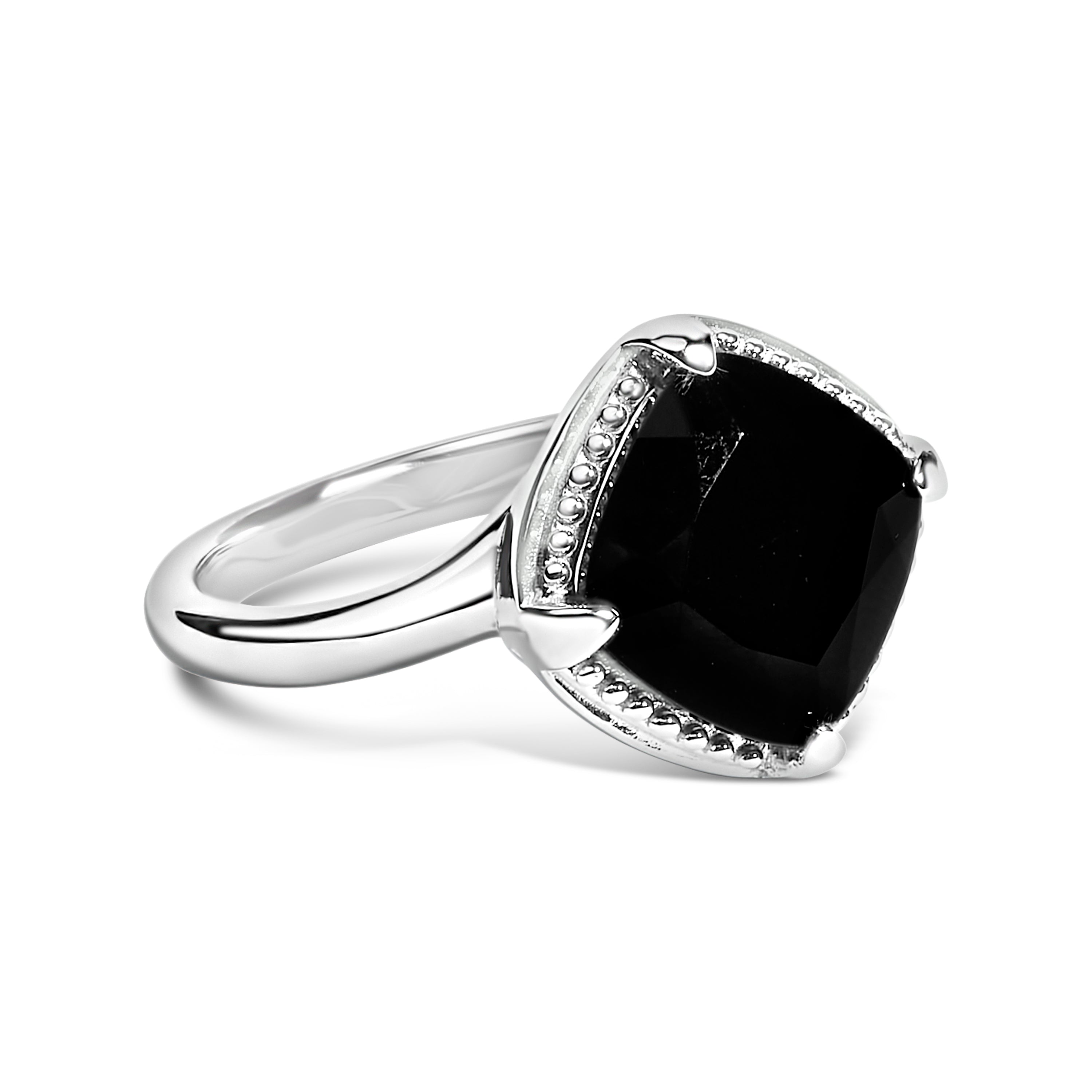 Sterling Silver Cushion Onyx 3-Piece Jewelry Set Ring Earrings Pendant 18 Inch Cable Chain on sale at MyriadMart
