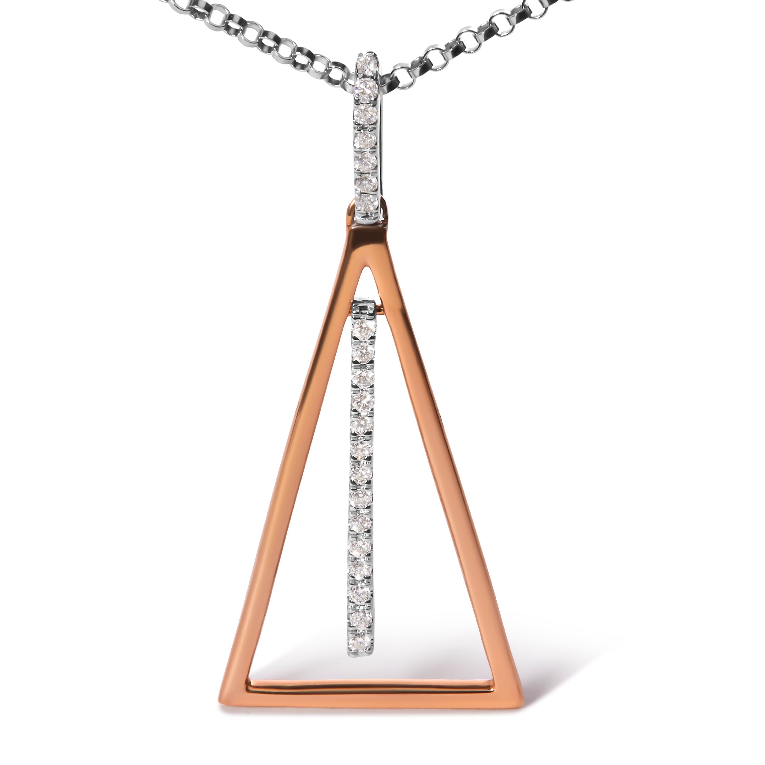 14K Rose and White Gold 1/8 Cttw Diamond Windchime 18" Pendant Necklace G-H Color, SI1-SI2 Clarity on sale at MyriadMart
