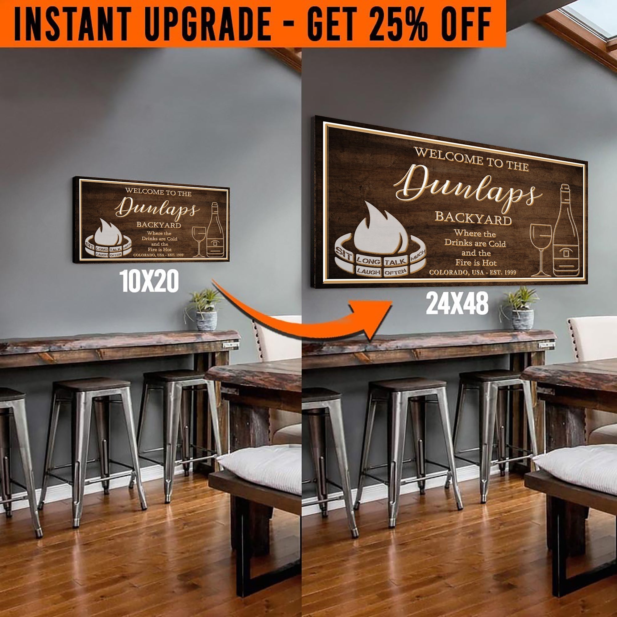 Upgrade Your 20x10 Inches 'Backyard Sign Style 1 Canvas To 48x24 Inches on sale at MyriadMart
