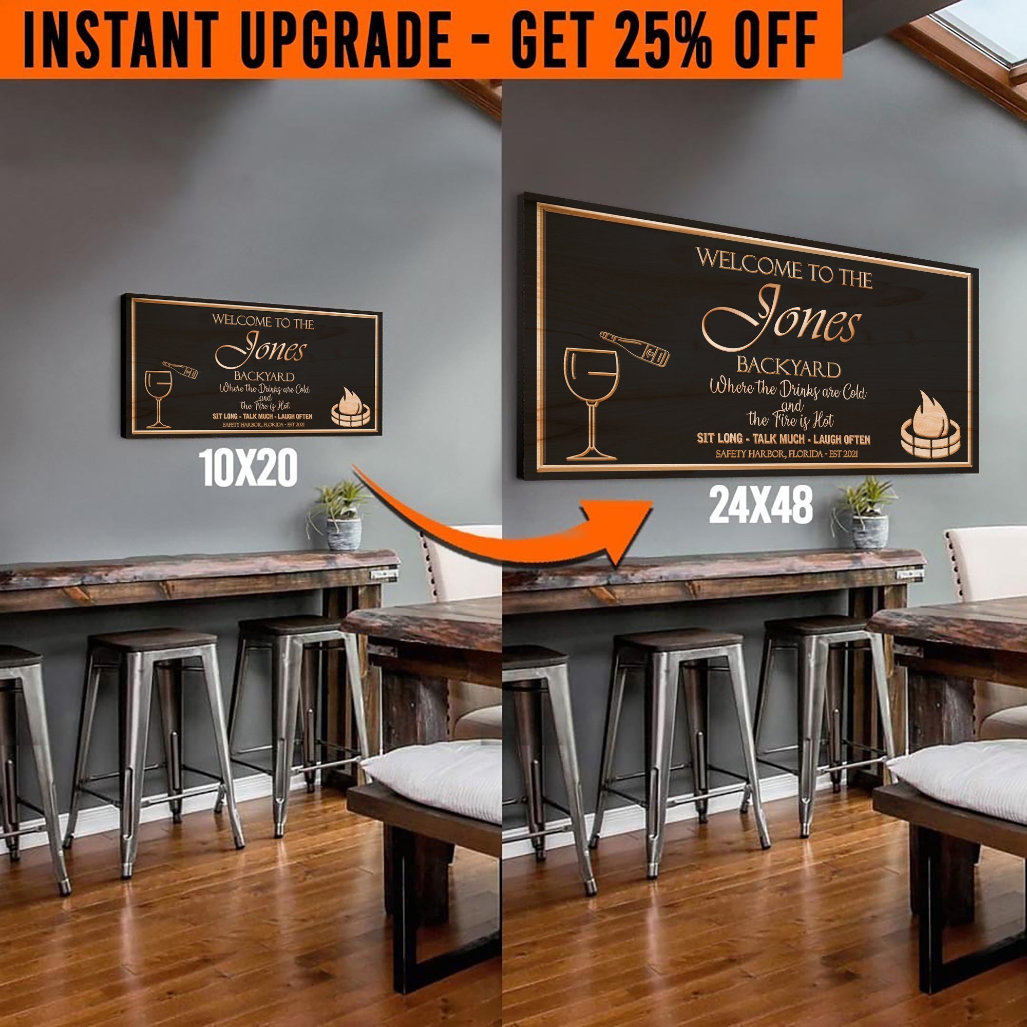 Upgrade Your 20x10 Inches 'Backyard Sign Style 2 Canvas To 48x24 Inches on sale at MyriadMart