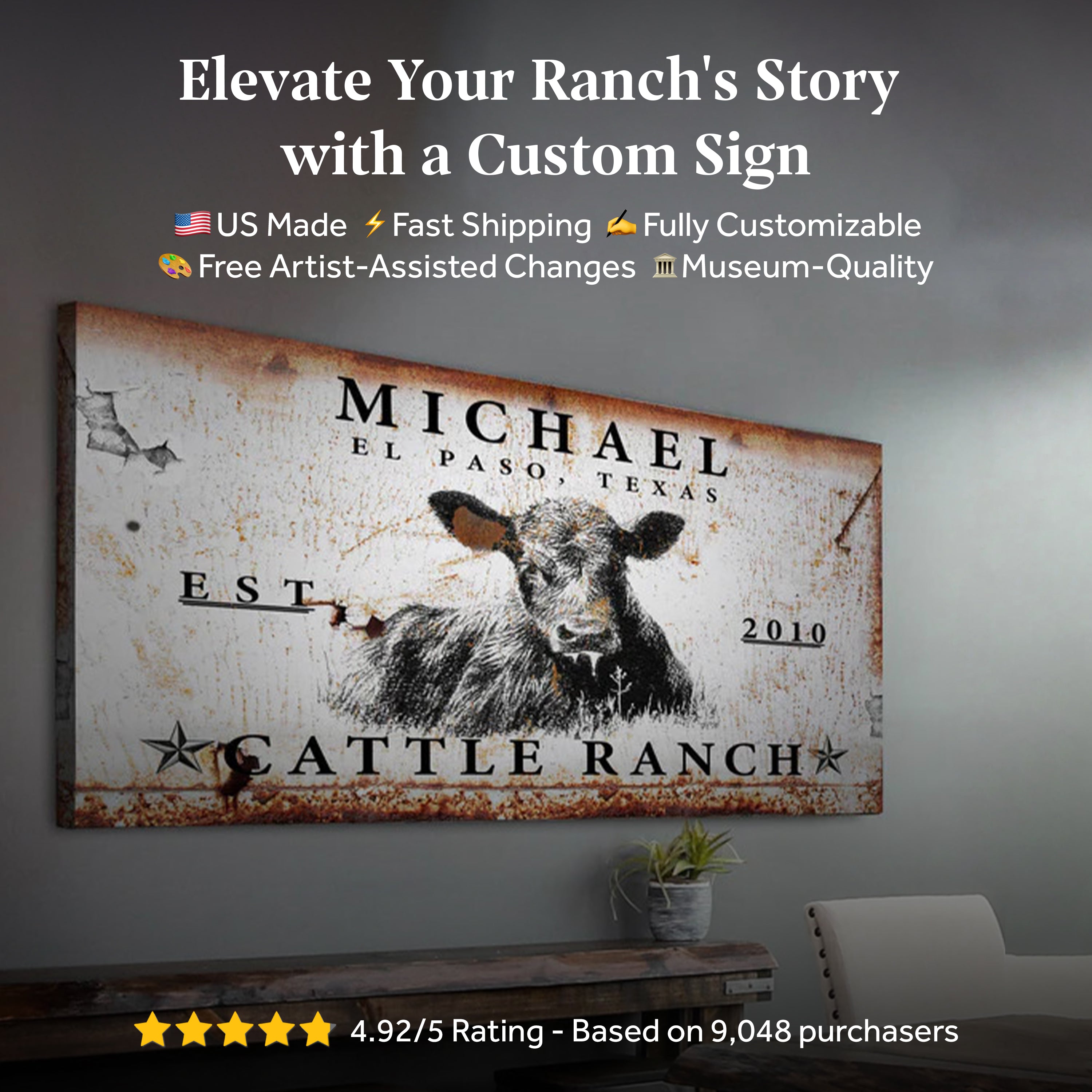 Cattle Ranch Sign on sale at MyriadMart