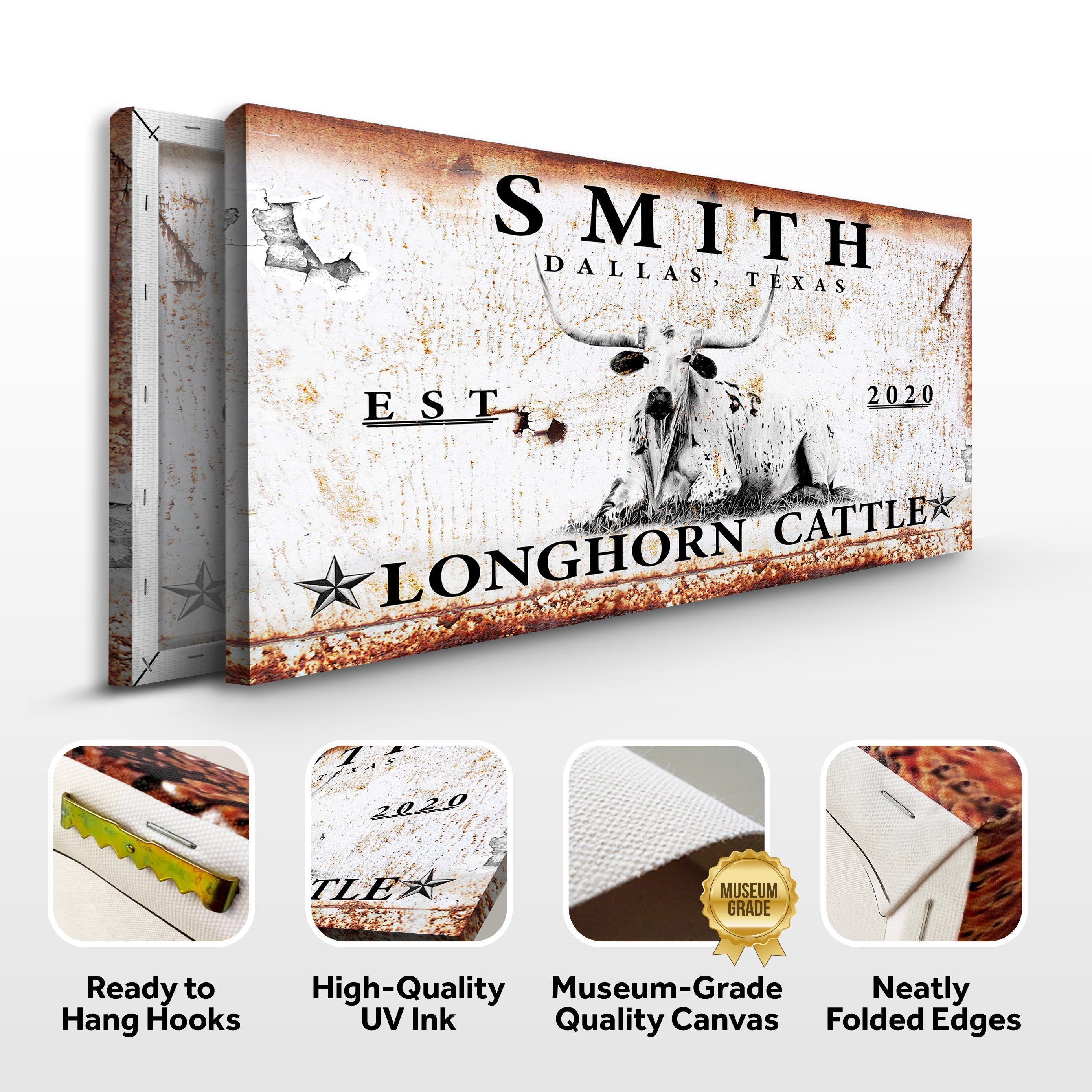 Longhorn Rustic Cattle Sign on sale at MyriadMart