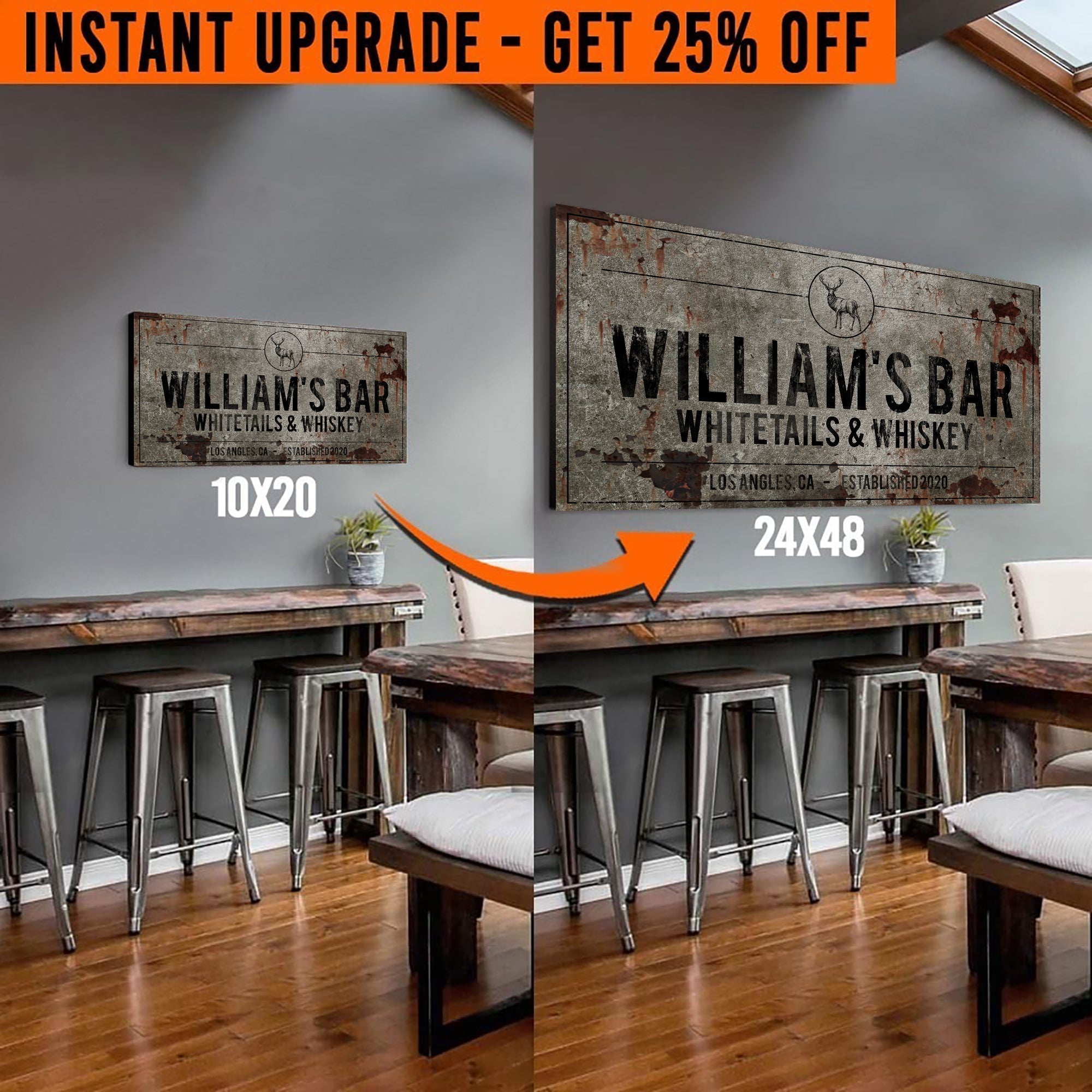 Upgrade Your 'Whitetails and Whiskey' Style 2 Canvas To 24x48 Inches on sale at MyriadMart