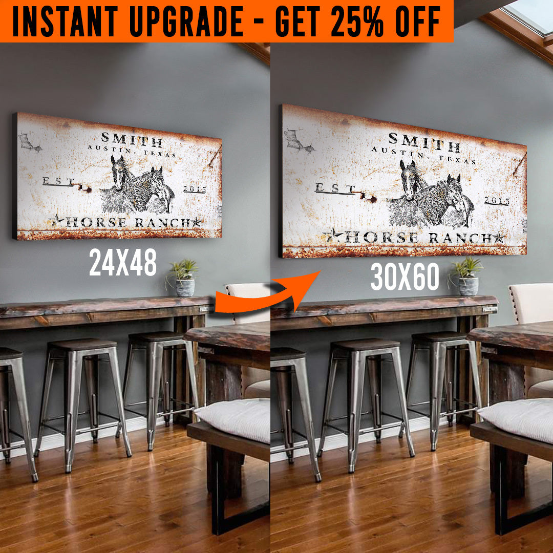Upgrade Your 48x24 Inches 'Rustic Horse Ranch' Style 2 Canvas To 60x30 Inches on sale at MyriadMart