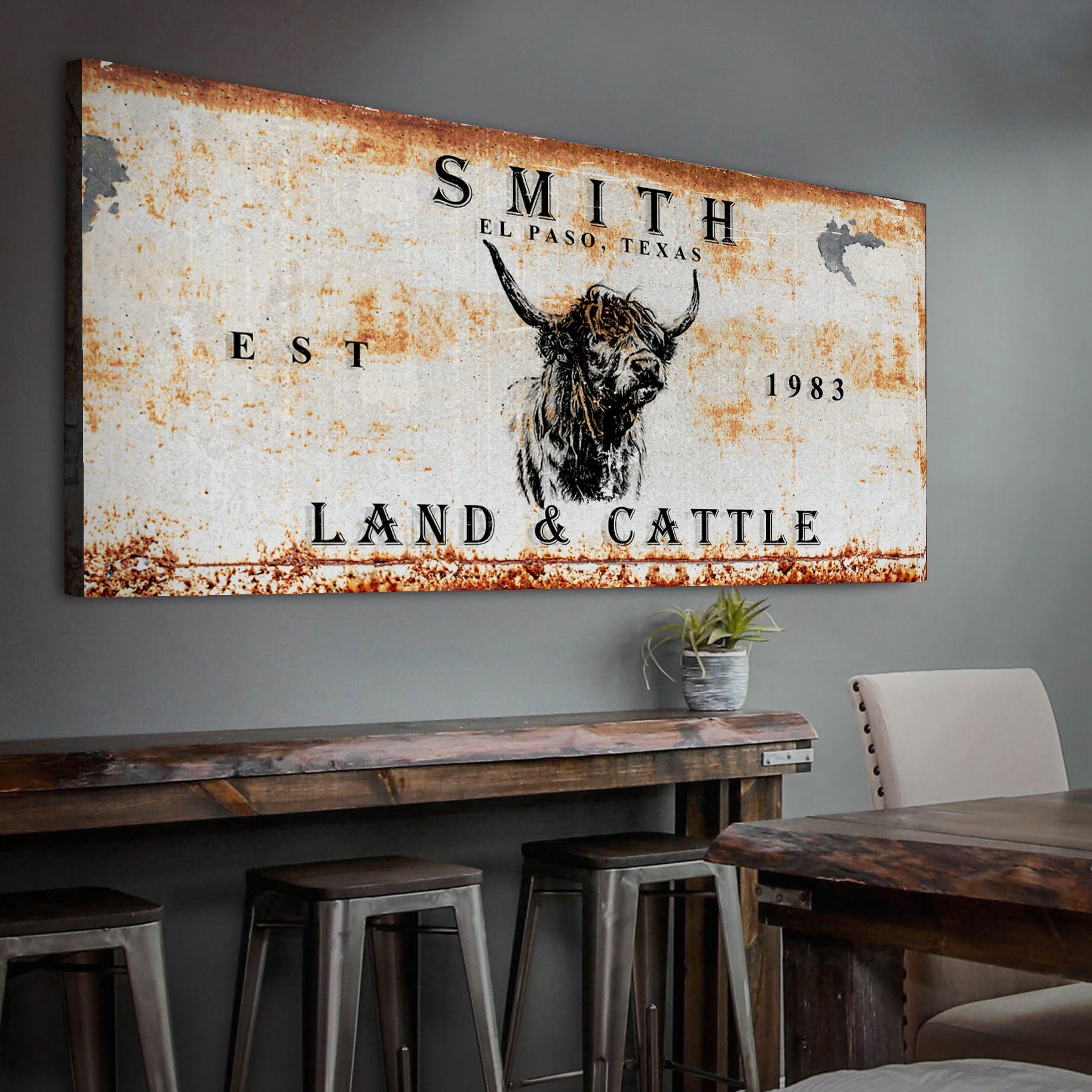 Land And Cattle Rustic Sign II on sale at MyriadMart