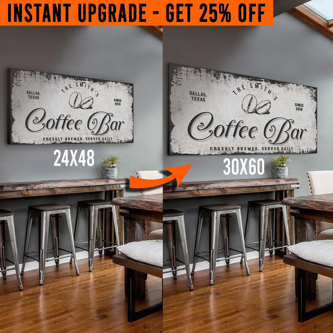 Upgrade Your 48x24 Inches 'Coffee Bar' Style 2 Canvas To 60x30 Inches on sale at MyriadMart