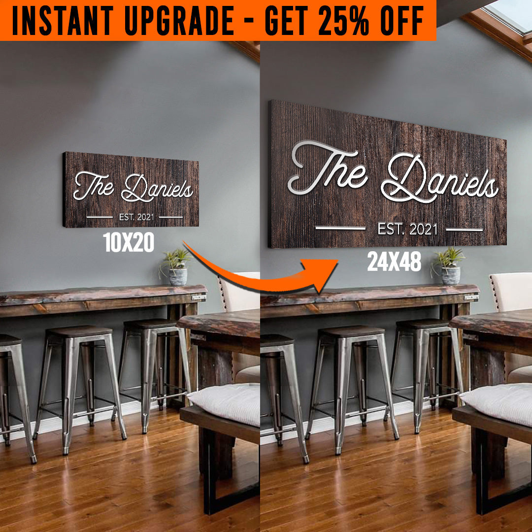 Upgrade Your 20x10 Inches 'Family Name' Style 1 Canvas To 48x24 Inches on sale at MyriadMart