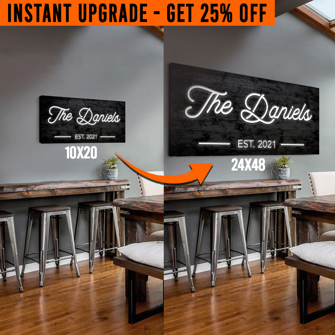 Upgrade Your 20x10 Inches 'Family Name' Style 3 Canvas To 48x24 Inches on sale at MyriadMart