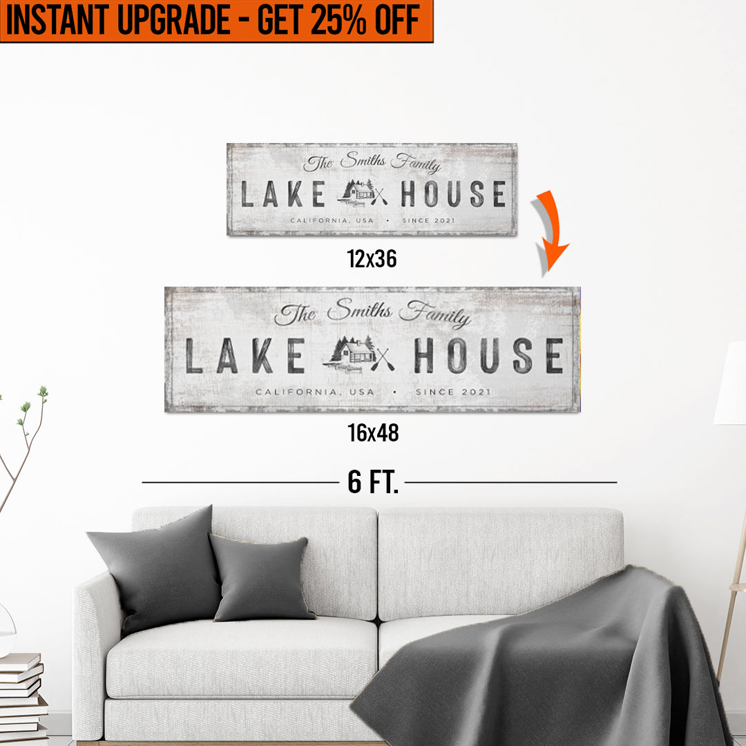 Upgrade Your 12x36 Inches 'Lake House Cabin' Style 1 Canvas To 16x48 Inches on sale at MyriadMart