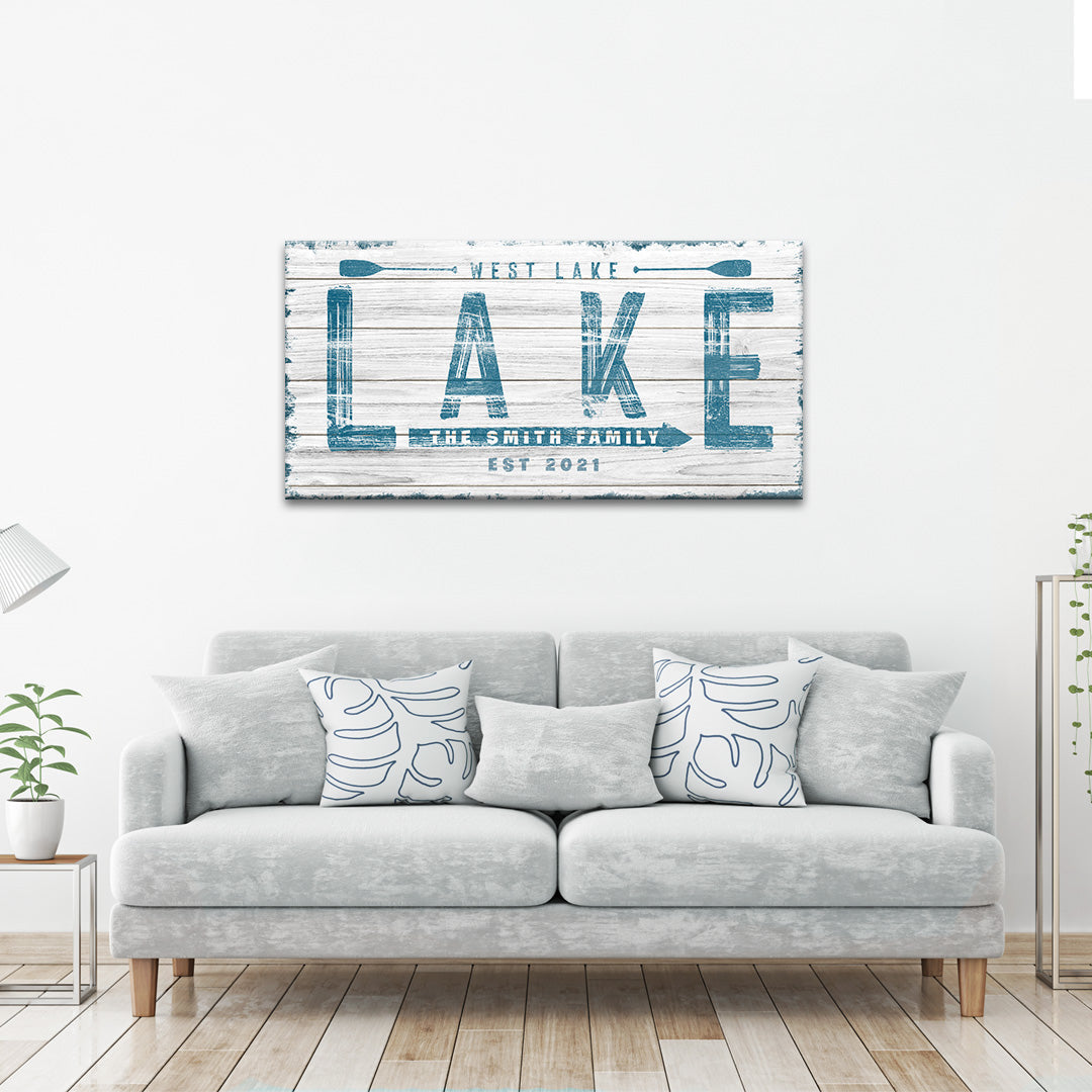 Wooden Lake Arrow Sign on sale at MyriadMart