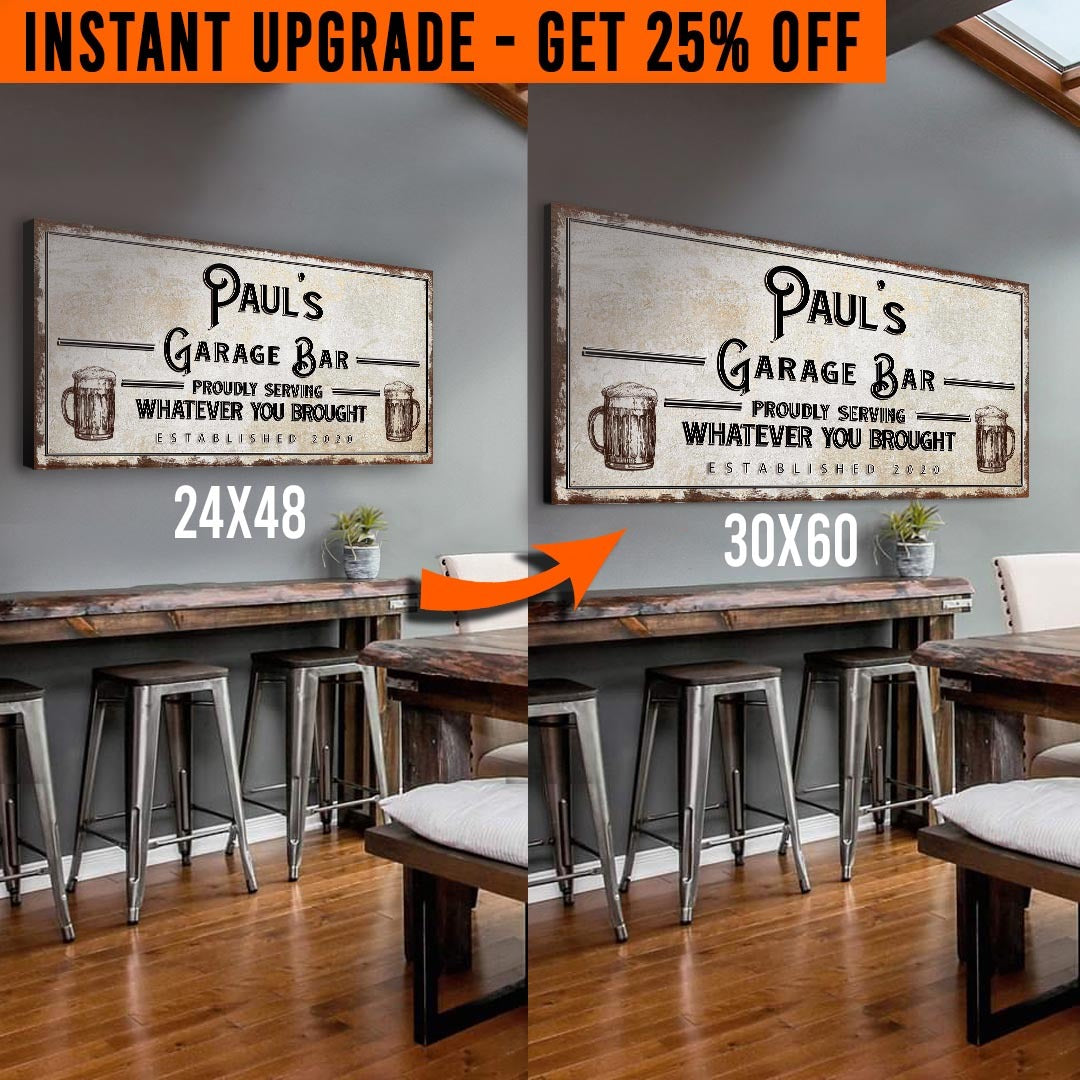 Upgrade Your 48x24 Inches 'Garage Bar' Style 1 Canvas To 60x30 Inches on sale at MyriadMart