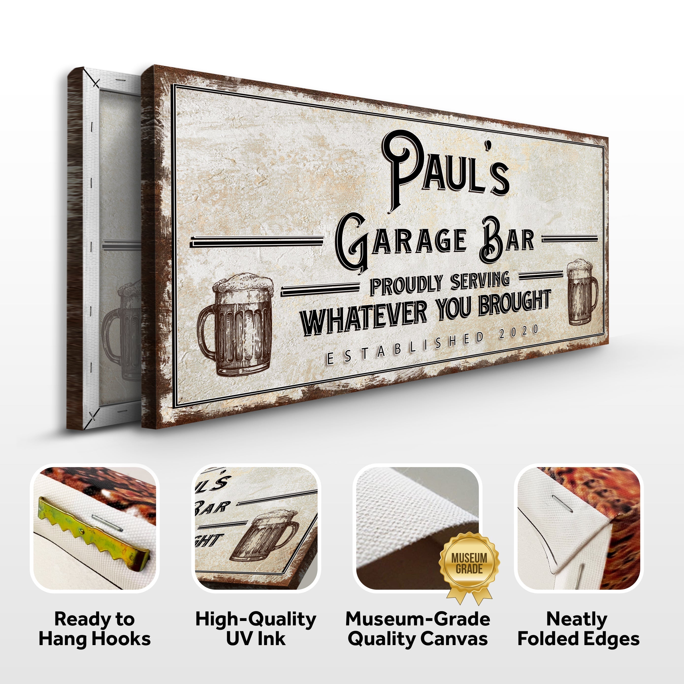 Personalized Rustic Garage Sign for Home Bar: Enhance Your Man Cave Wall Decor with Personalized Basement Bar Sign on sale at MyriadMart