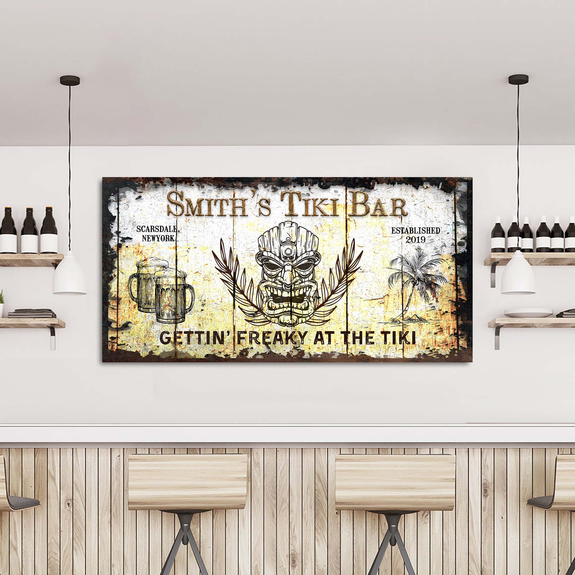Personalized Tiki Bar Sign: Custom Bar Signs for Home Bar – Ideal For Your Basement Bar Or Man Cave Decor on sale at MyriadMart