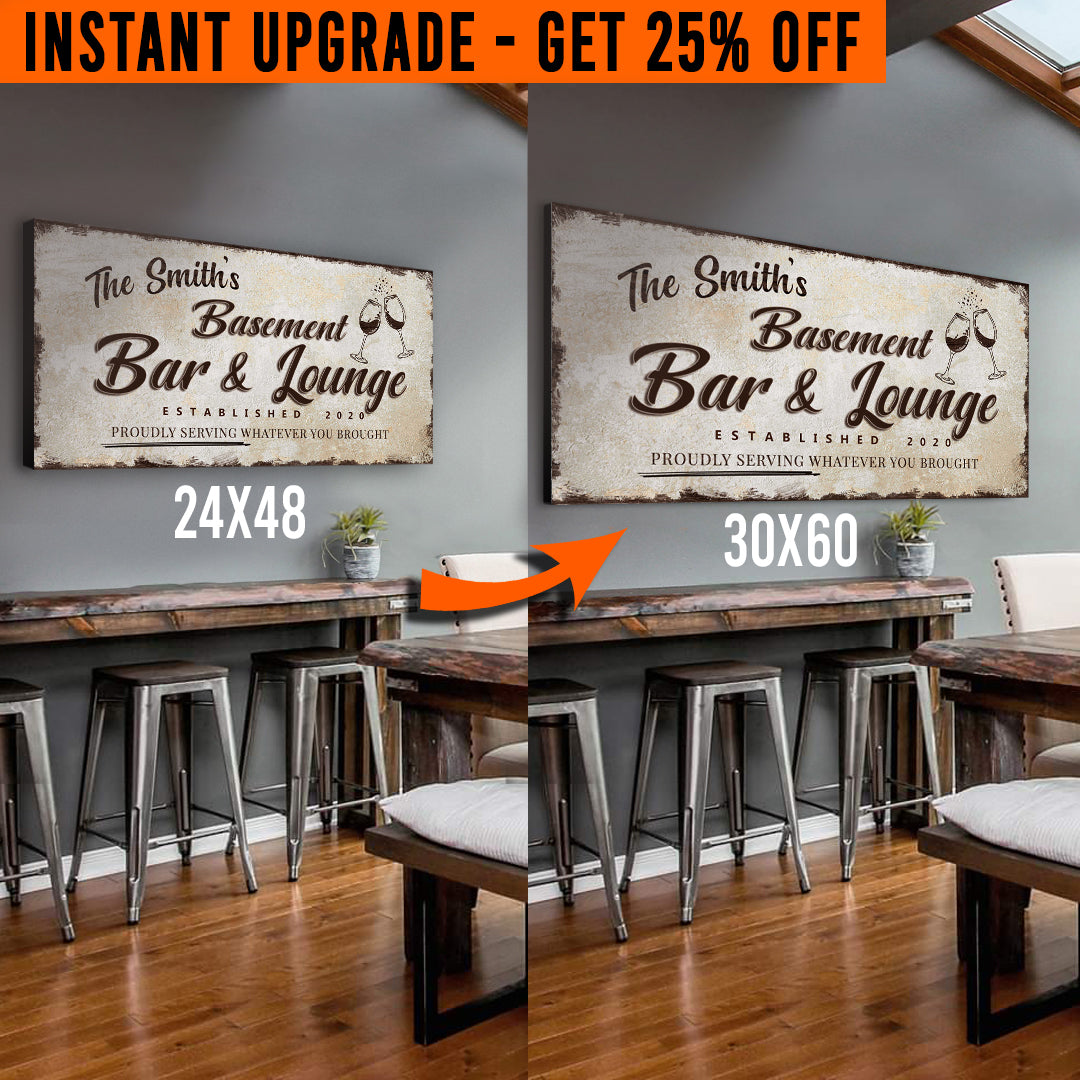 Upgrade Your 48x24 Inches 'Basement Bar and Lounge' Style 2 Canvas To 60x30 Inches on sale at MyriadMart