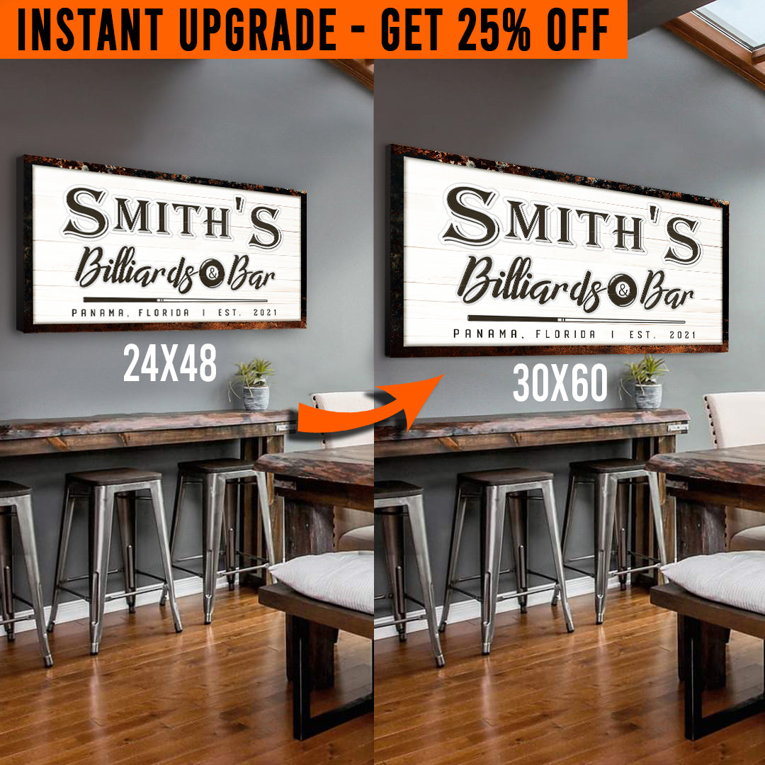 Upgrade Your 48x24 Inches 'Billiards And Bar' Style 1 Canvas To 60x30 Inches on sale at MyriadMart