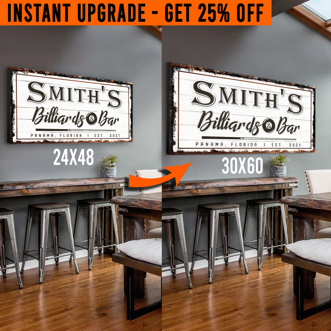Upgrade Your 48x24 Inches 'Billiards And Bar' Style 2 Canvas To 60x30 Inches on sale at MyriadMart