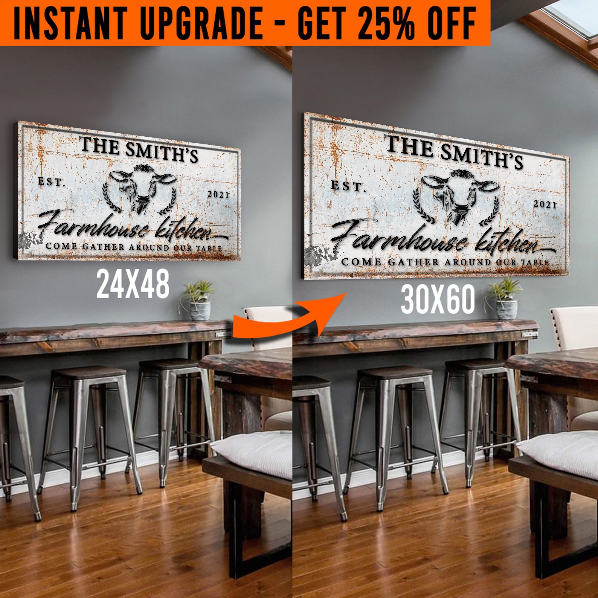 Upgrade Your 24x48 Inches 'Farmhouse Kitchen' Style 1 Canvas To 60x30 Inches on sale at MyriadMart