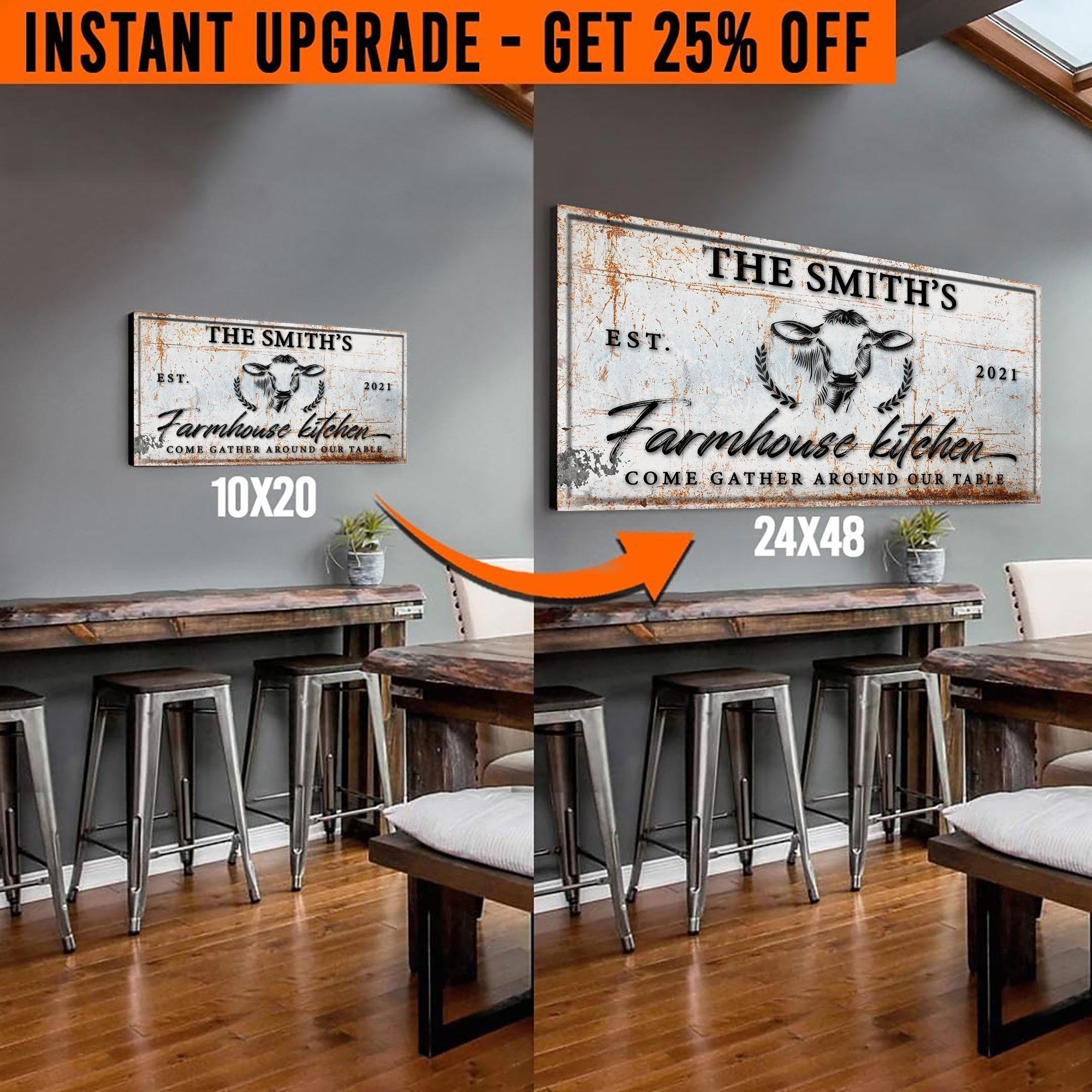 Upgrade Your 20x10 Inches 'Farmhouse Kitchen' Style 1 Canvas To 24x48 Inches on sale at MyriadMart