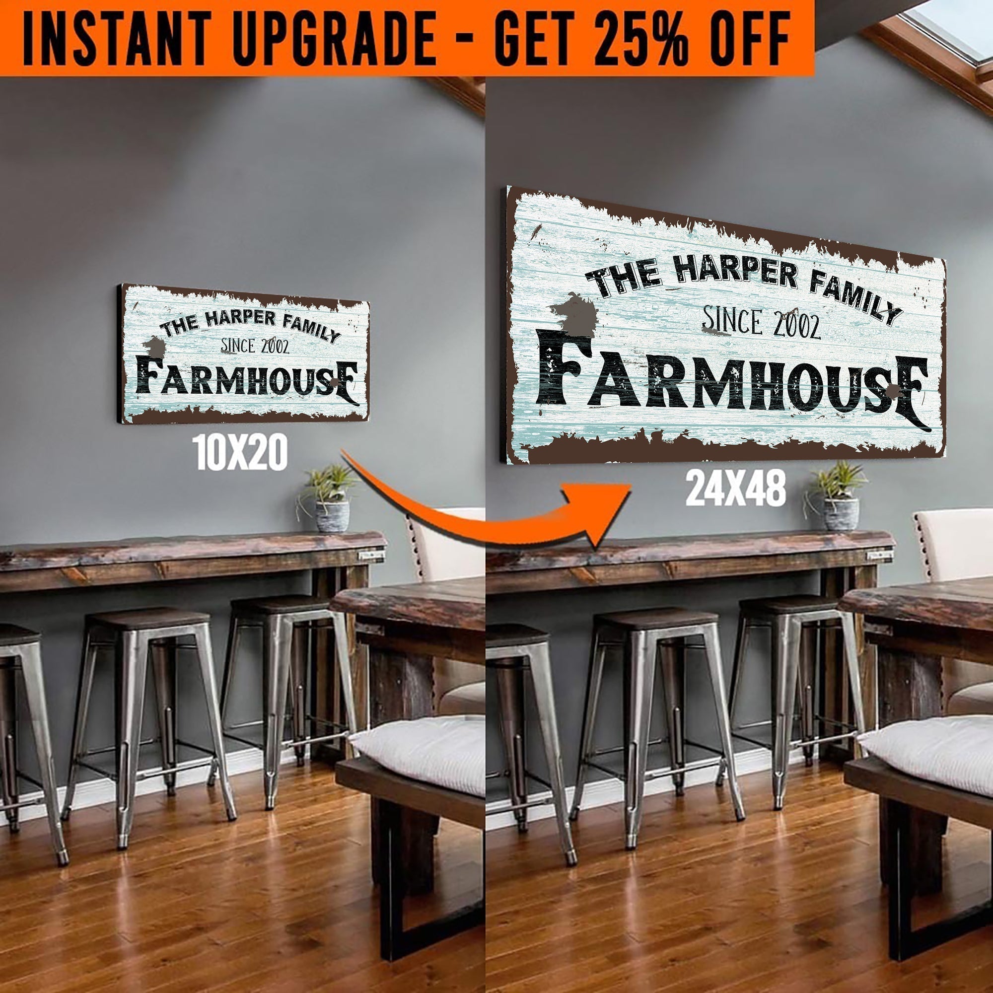 Upgrade Your 20x10 Inches 'Family Farmhouse' Style 1 Canvas To 24x48 Inches on sale at MyriadMart
