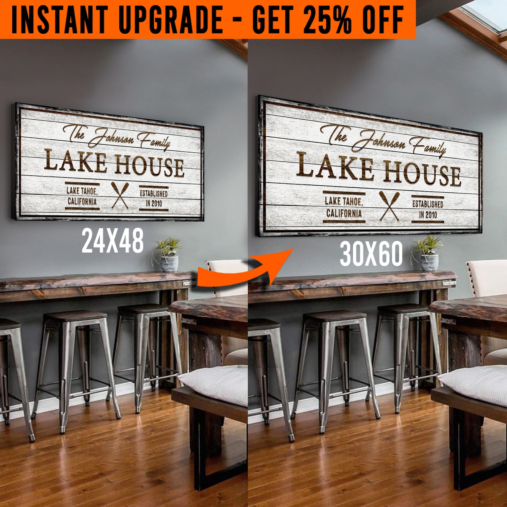 Upgrade Your 24x48 Inches 'Family Lake House' Style 1 Canvas To 60x30 Inches on sale at MyriadMart