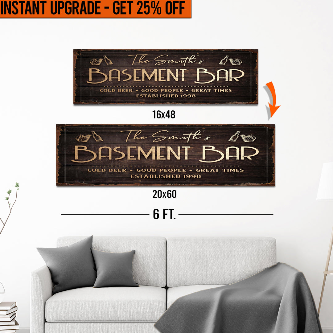 Upgrade Your 16x48 Inches 'Family Basement Bar' Style 1 Canvas To 20x60 Inches on sale at MyriadMart