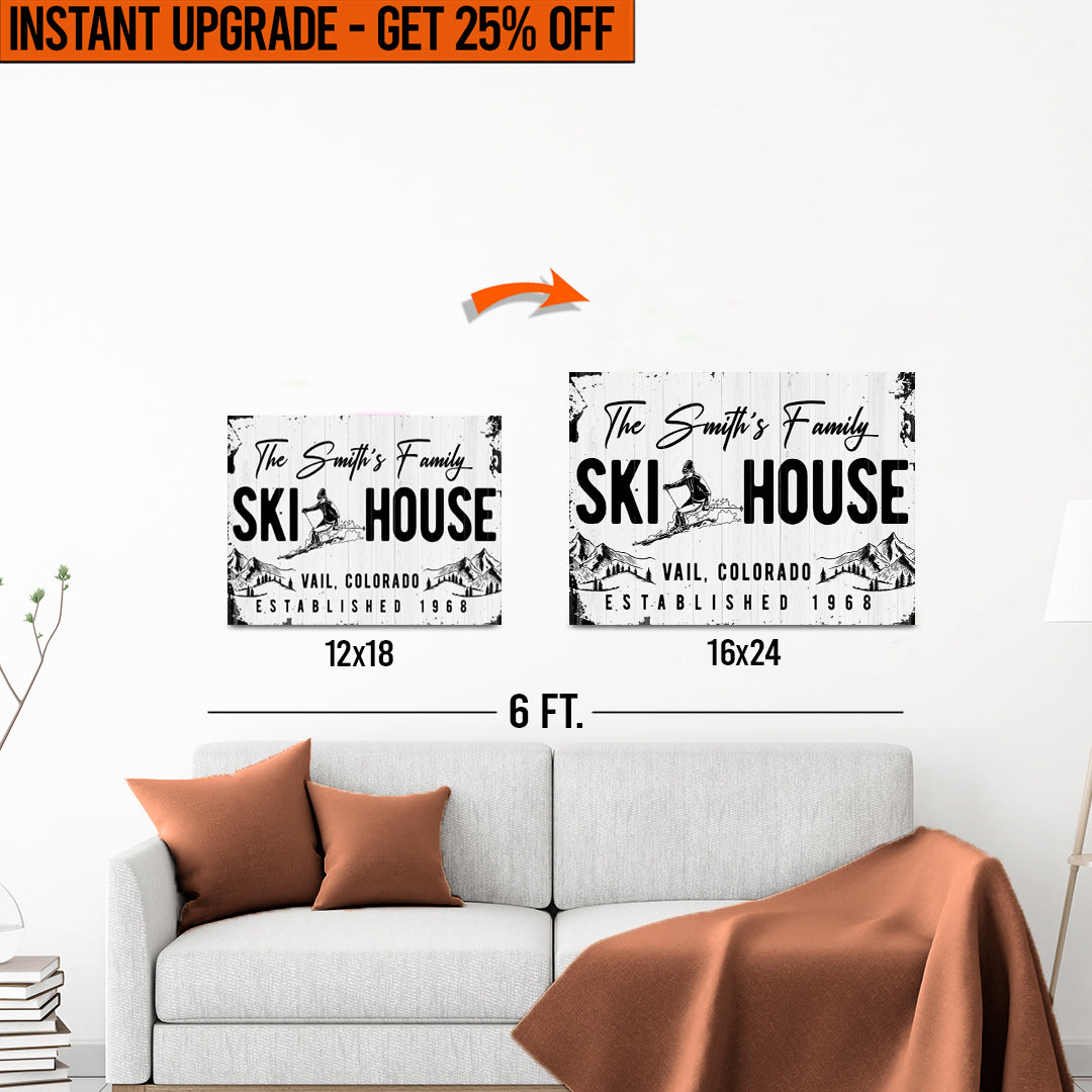 Upgrade Your 12x18 Inches 'Ski House' Canvas to 16x24 Inches on sale at MyriadMart