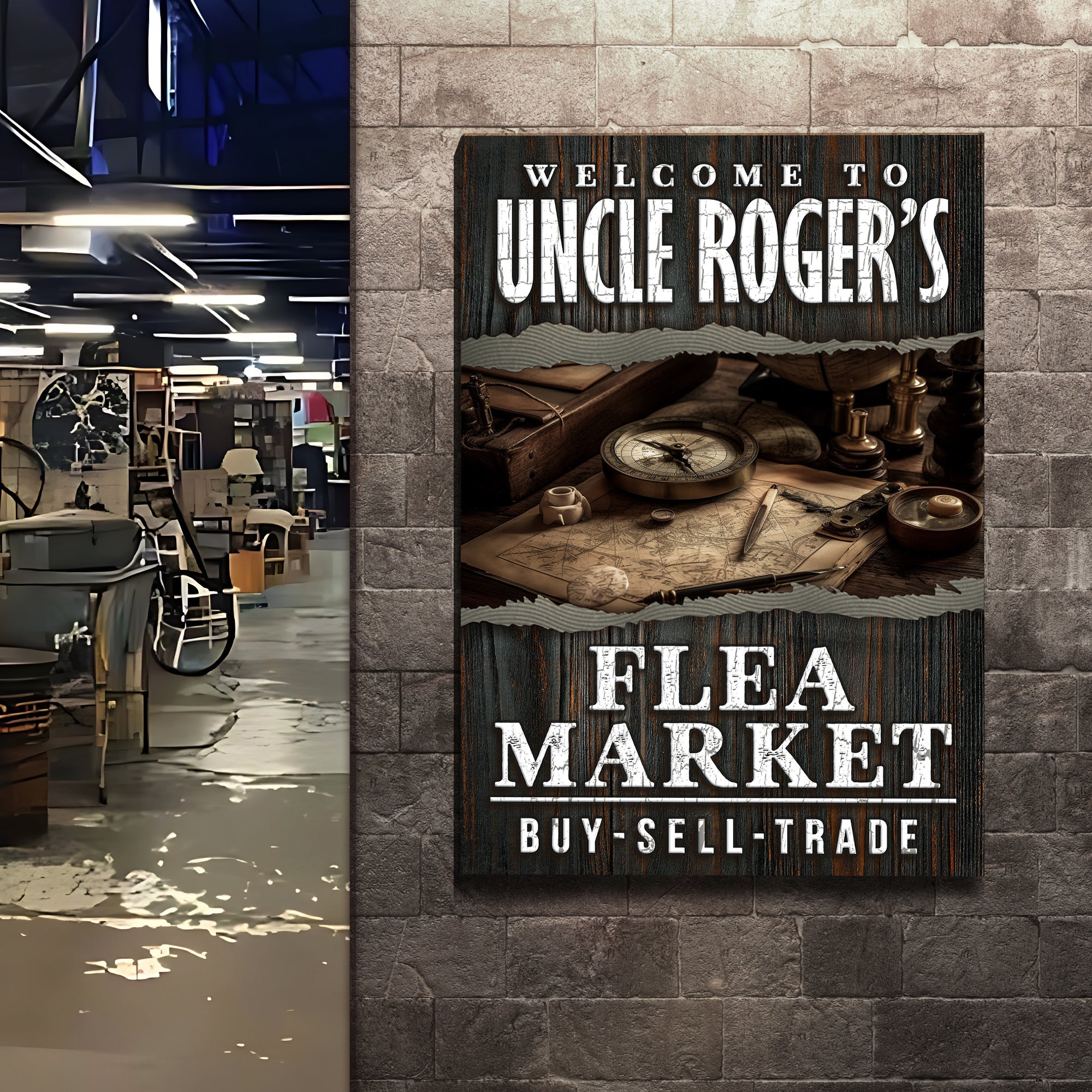 Welcome To Flea Market Sign on sale at MyriadMart