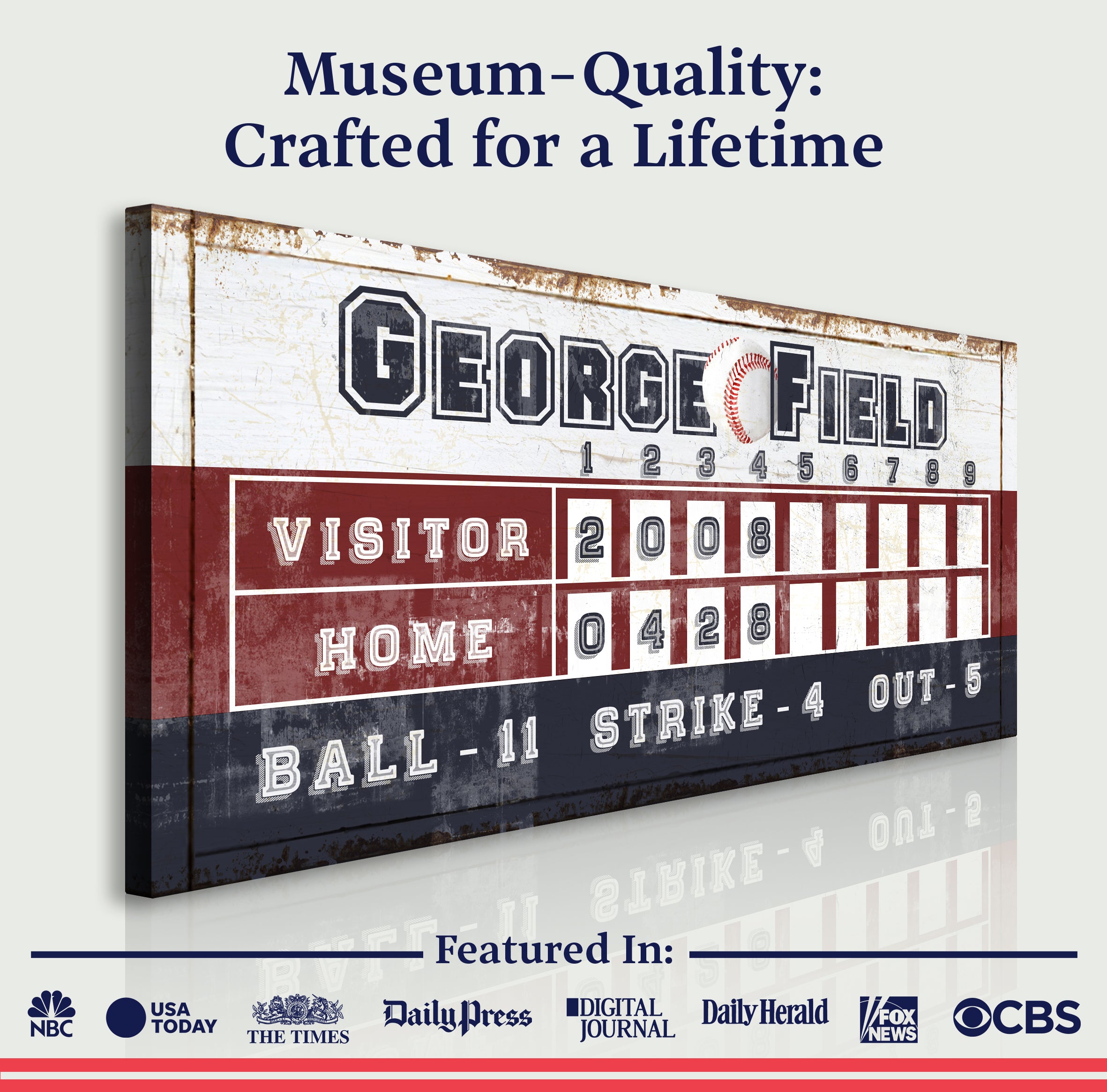 Personalized Baseball Scoreboard Sign on sale at MyriadMart