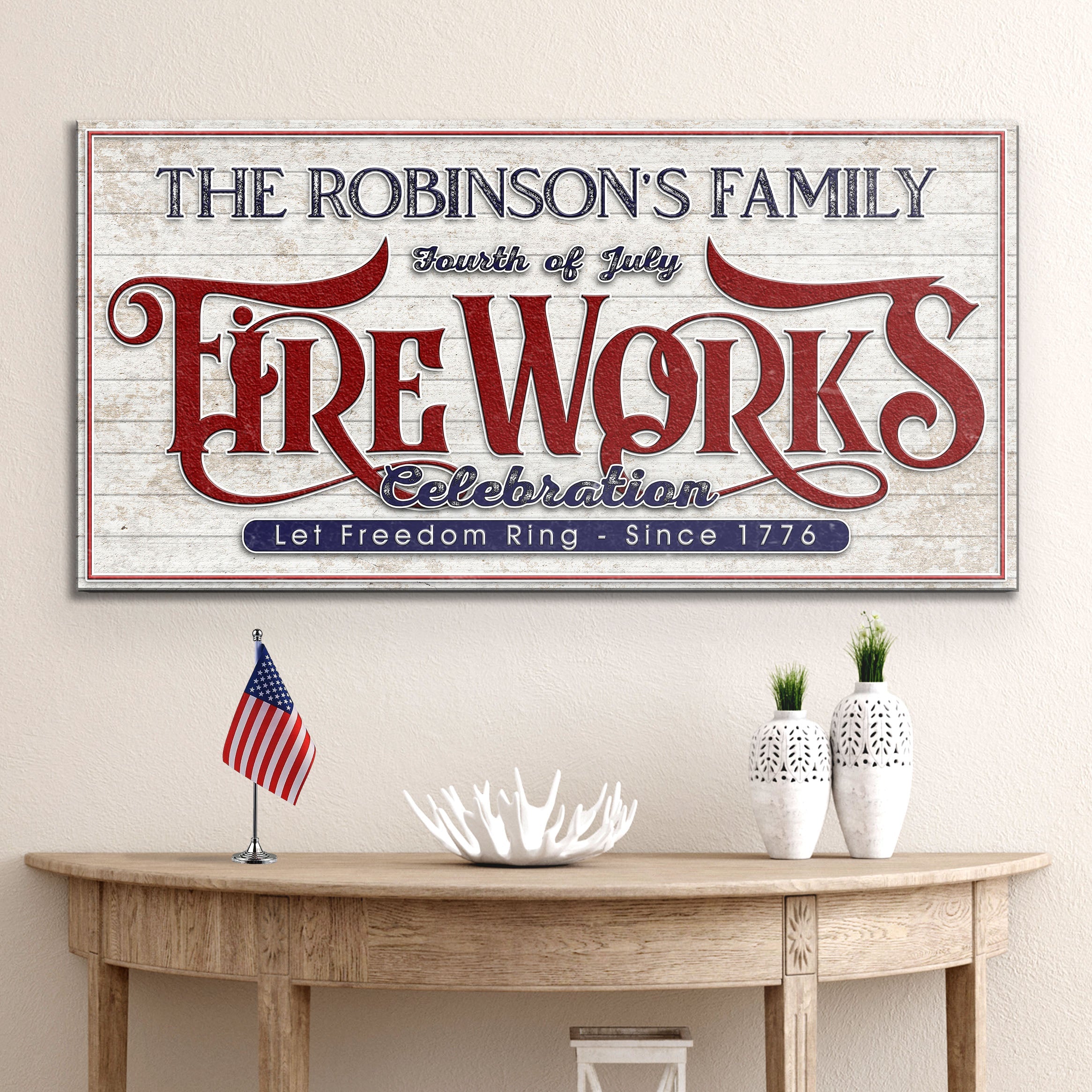4th of July Fireworks Celebration Personalized Sign on sale at MyriadMart