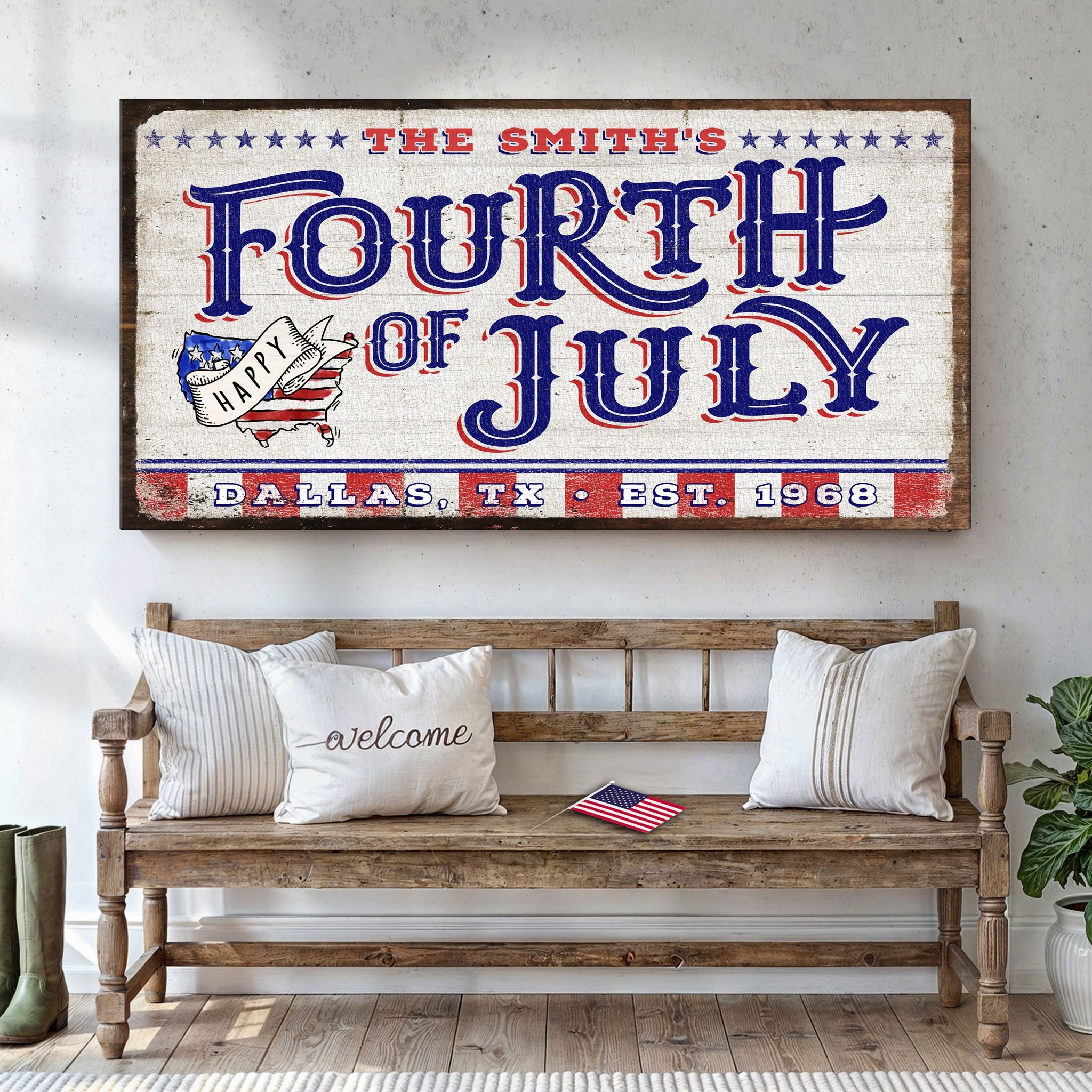 4th of July Personalized Welcome Sign on sale at MyriadMart