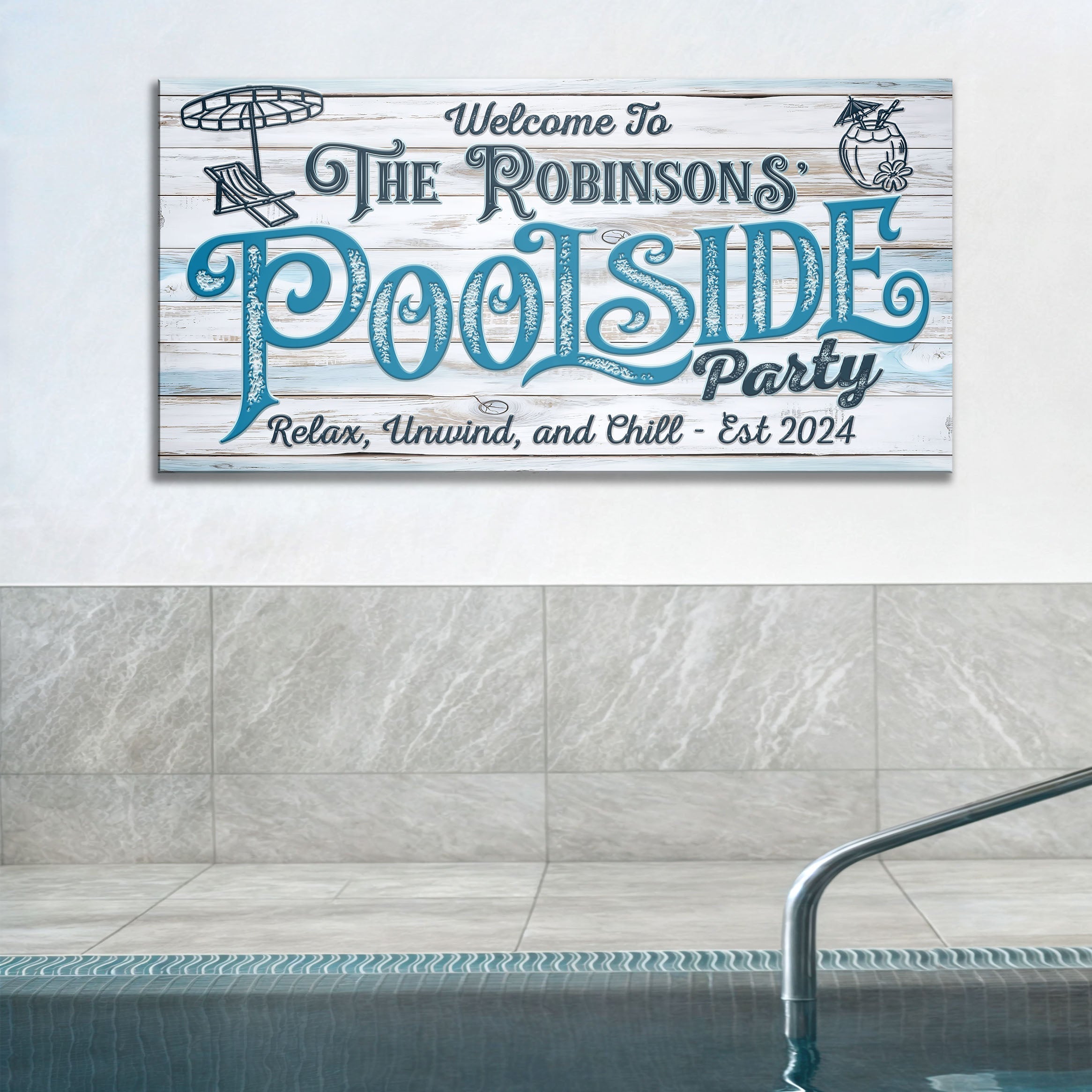 Personalized Pool Party Sign on sale at MyriadMart