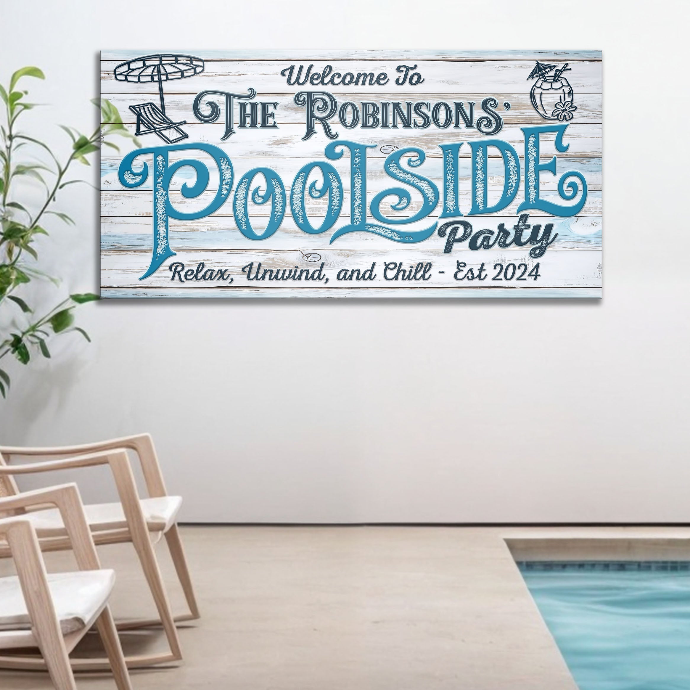 Personalized Pool Party Sign on sale at MyriadMart