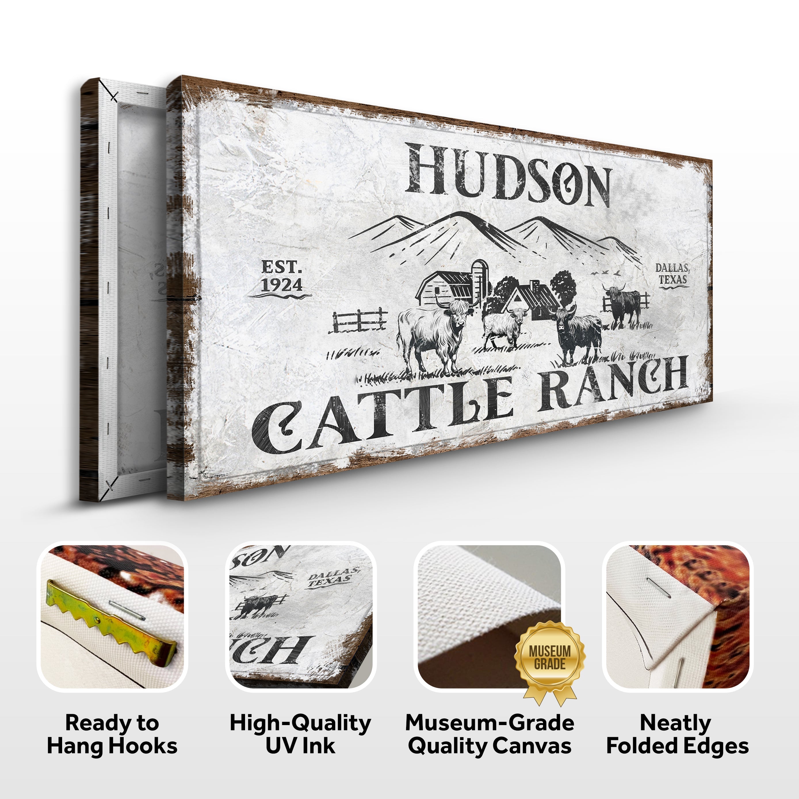 Personalized Highland Cattle Ranch Sign on sale at MyriadMart