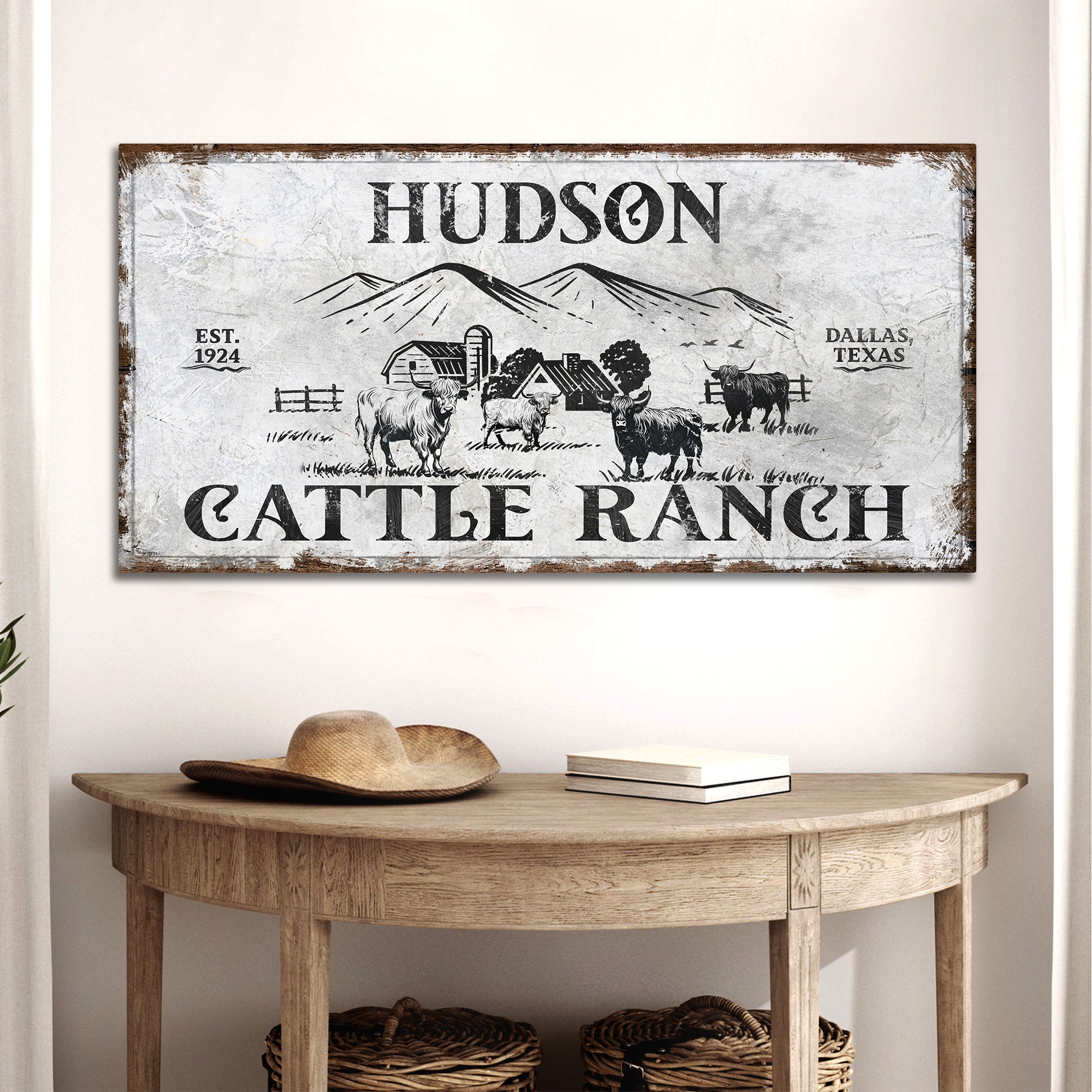 Personalized Highland Cattle Ranch Sign on sale at MyriadMart