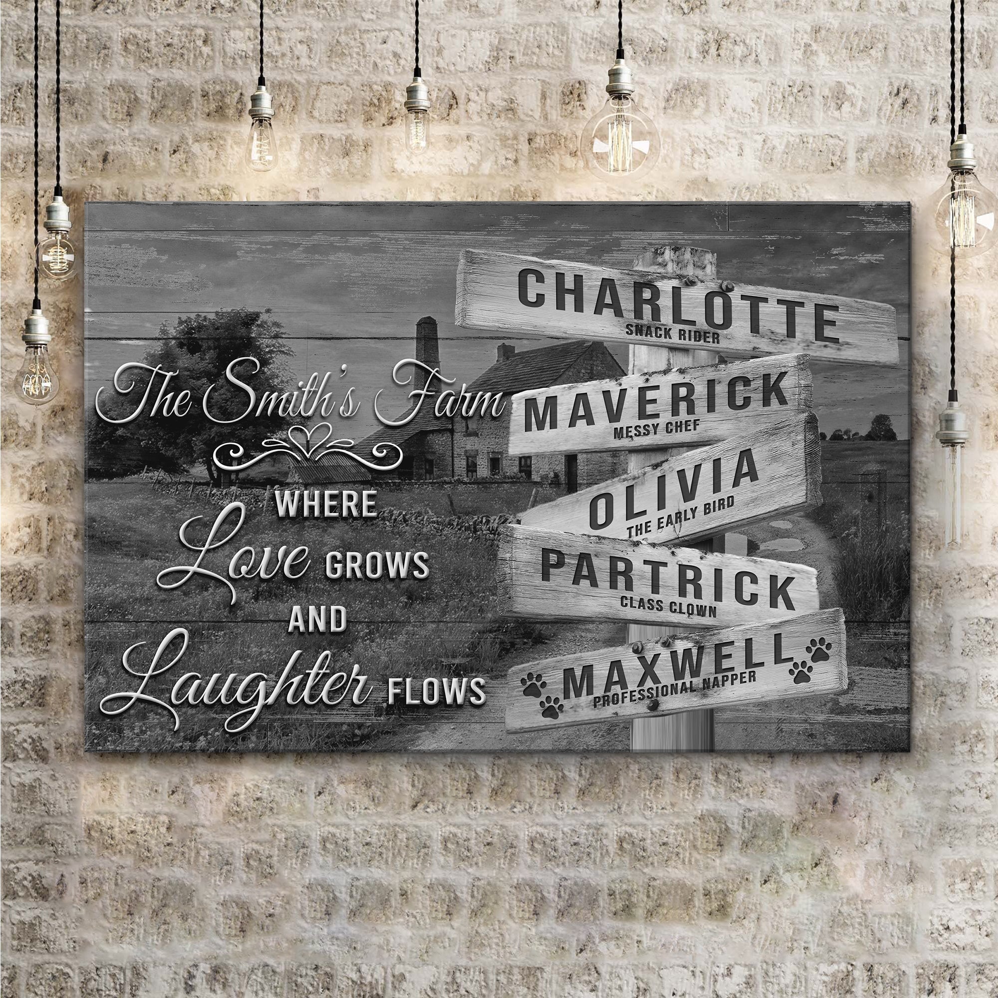 Where Love Grows And Laughter Flows Family Names Sign on sale at MyriadMart