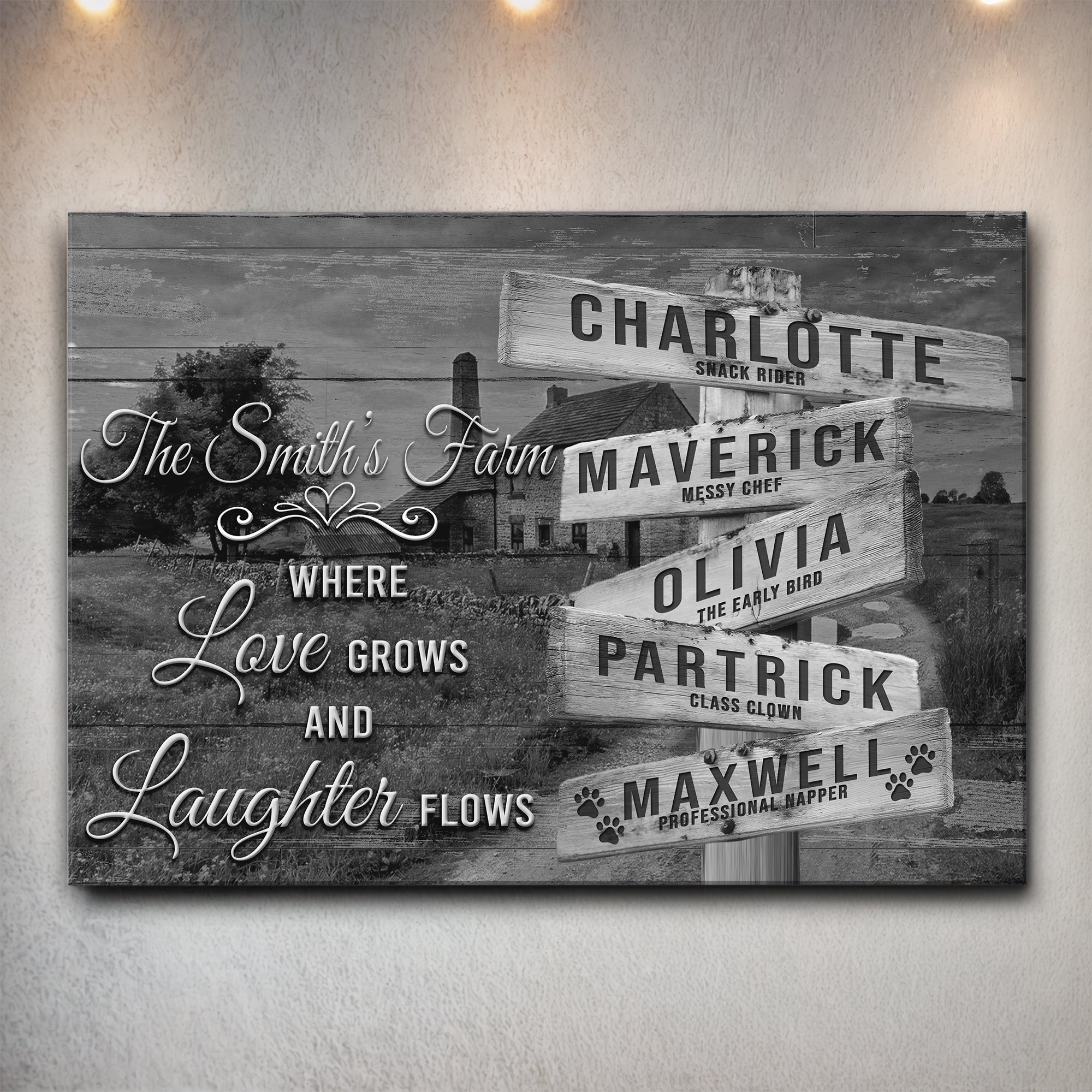 Where Love Grows And Laughter Flows Family Names Sign on sale at MyriadMart