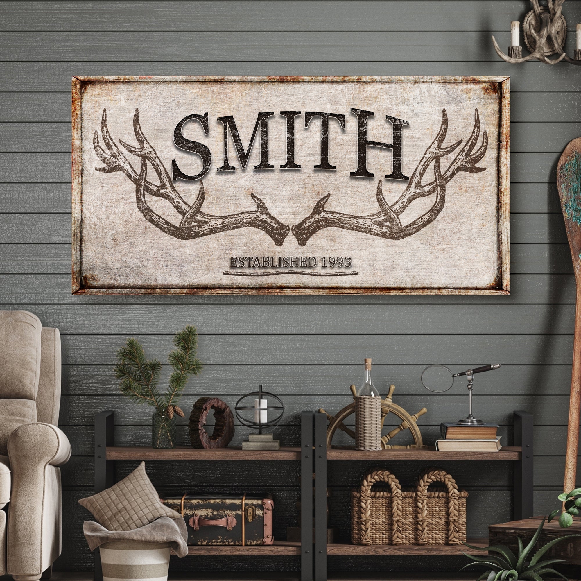 Personalized Family Antler Sign V on sale at MyriadMart