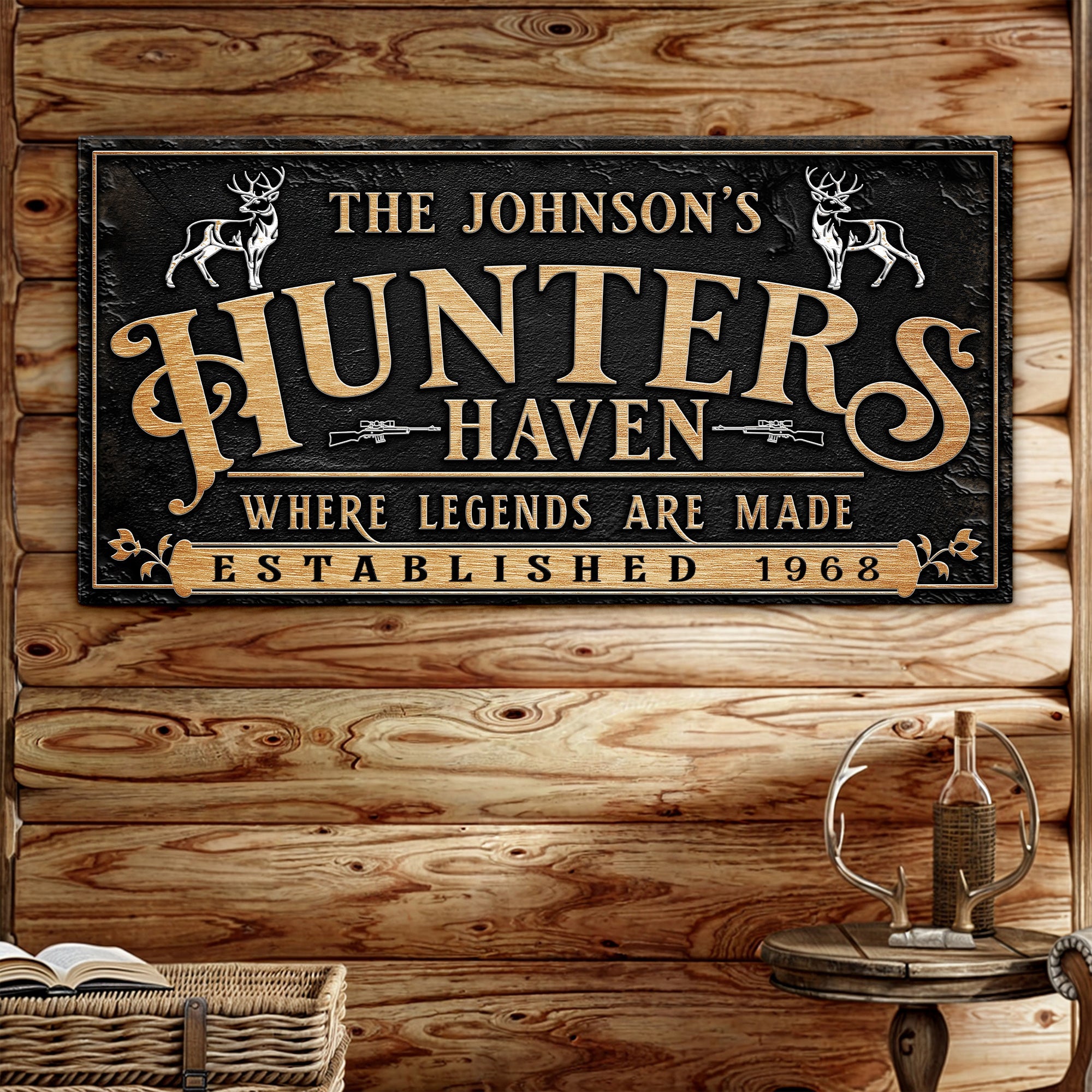 Personalized Hunters Haven Family Sign II on sale at MyriadMart