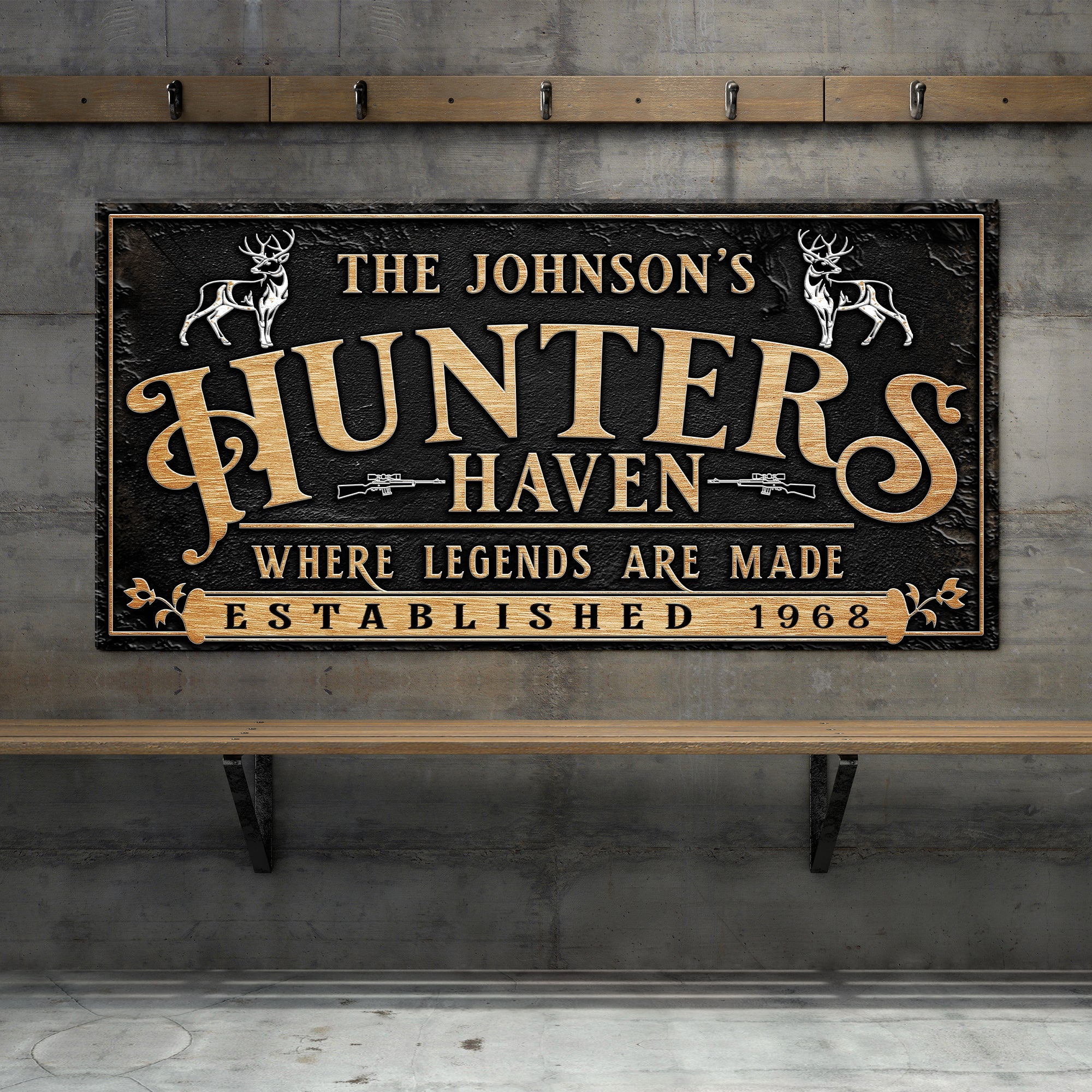 Personalized Hunters Haven Family Sign II on sale at MyriadMart