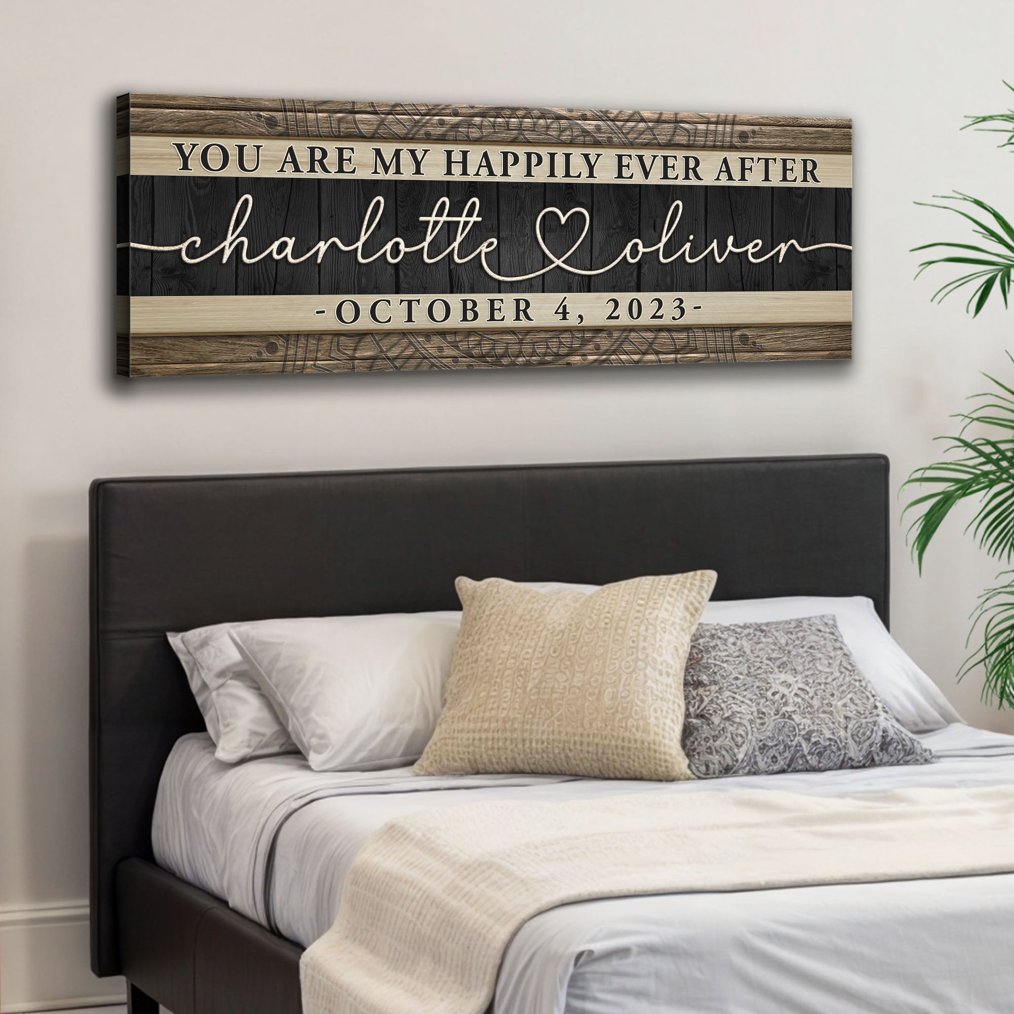 Personalized Happily Ever After Couple Sign V on sale at MyriadMart