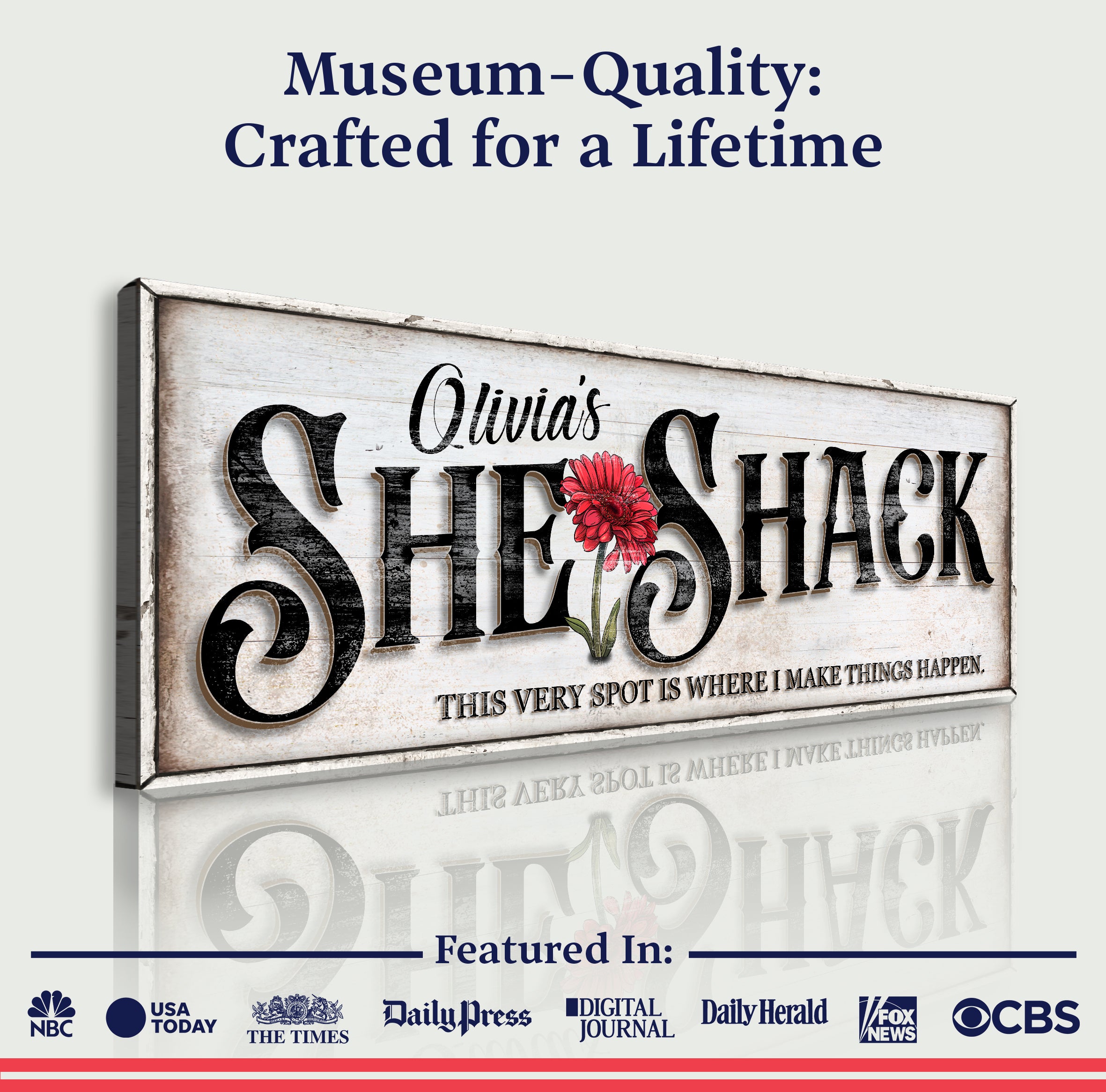 Personalized She Shed Sign XVI on sale at MyriadMart