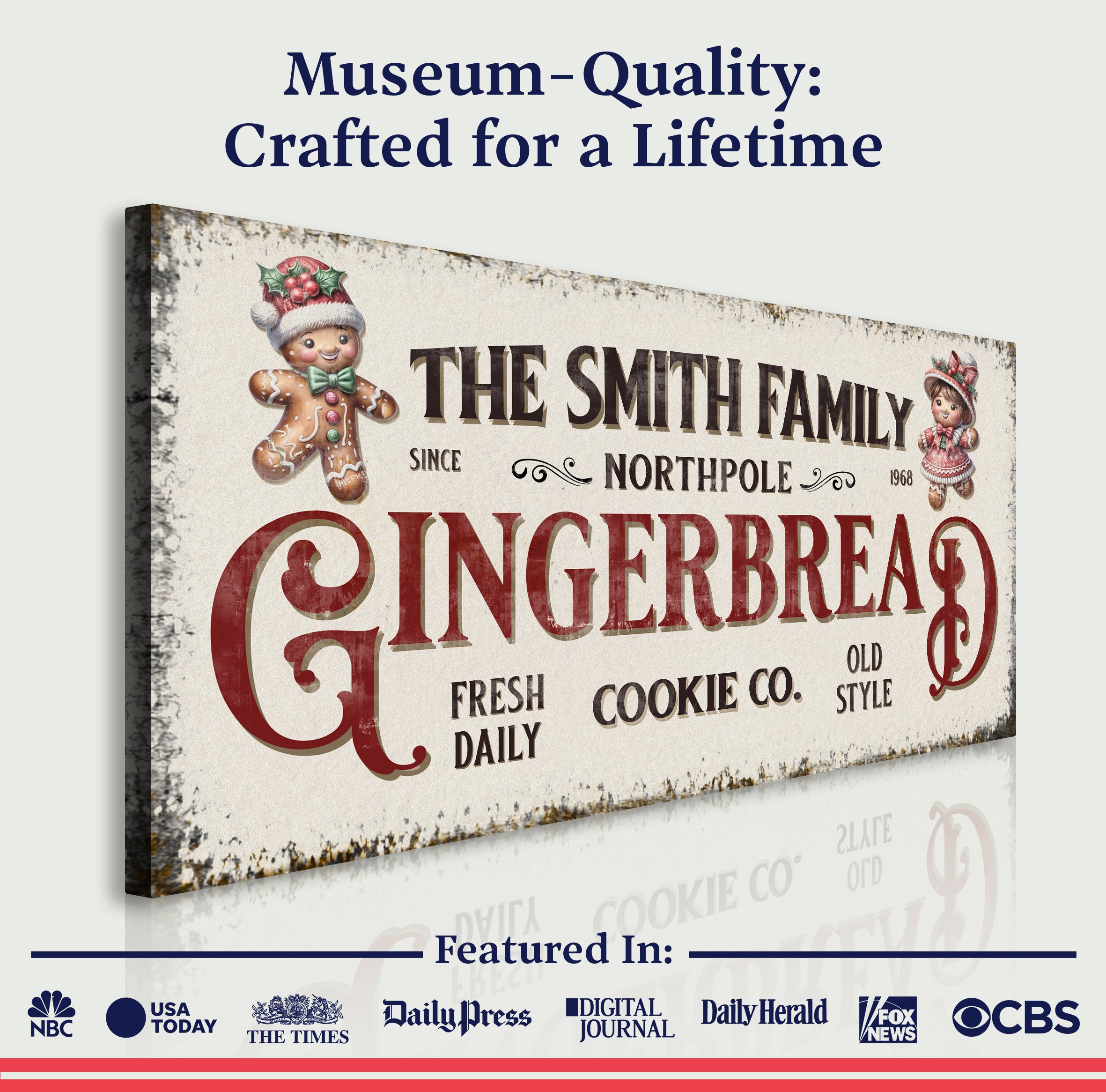 Family Gingerbread Bakery Christmas Sign on sale at MyriadMart