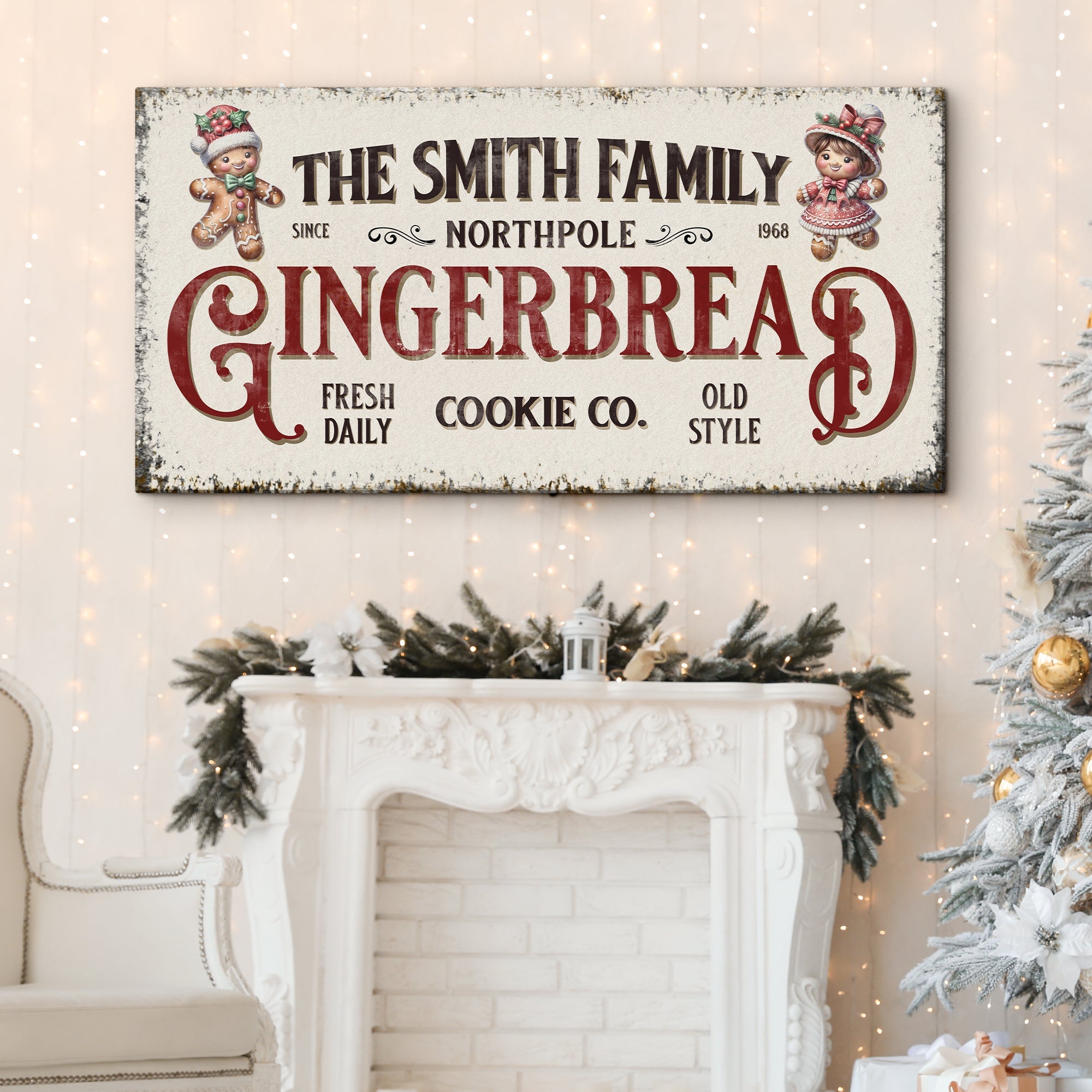 Family Gingerbread Bakery Christmas Sign on sale at MyriadMart