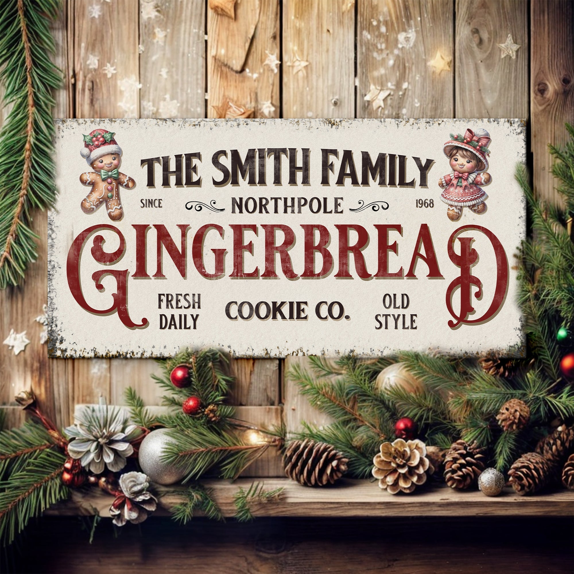 Family Gingerbread Bakery Christmas Sign on sale at MyriadMart