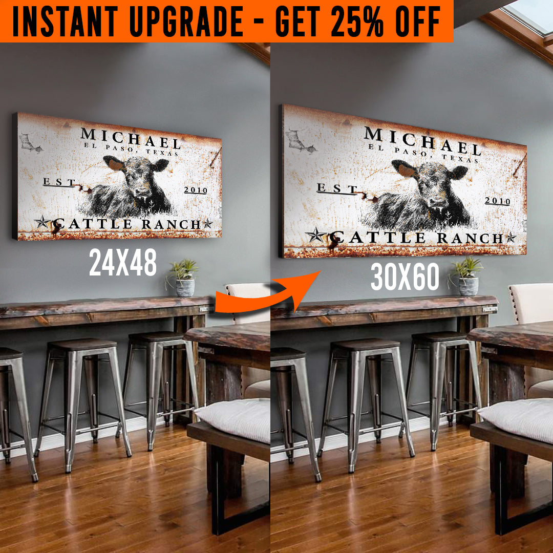 Upgrade Your 48x24 Inches 'Cattle Ranch' Style 1 Canvas To 60x30 Inches on sale at MyriadMart