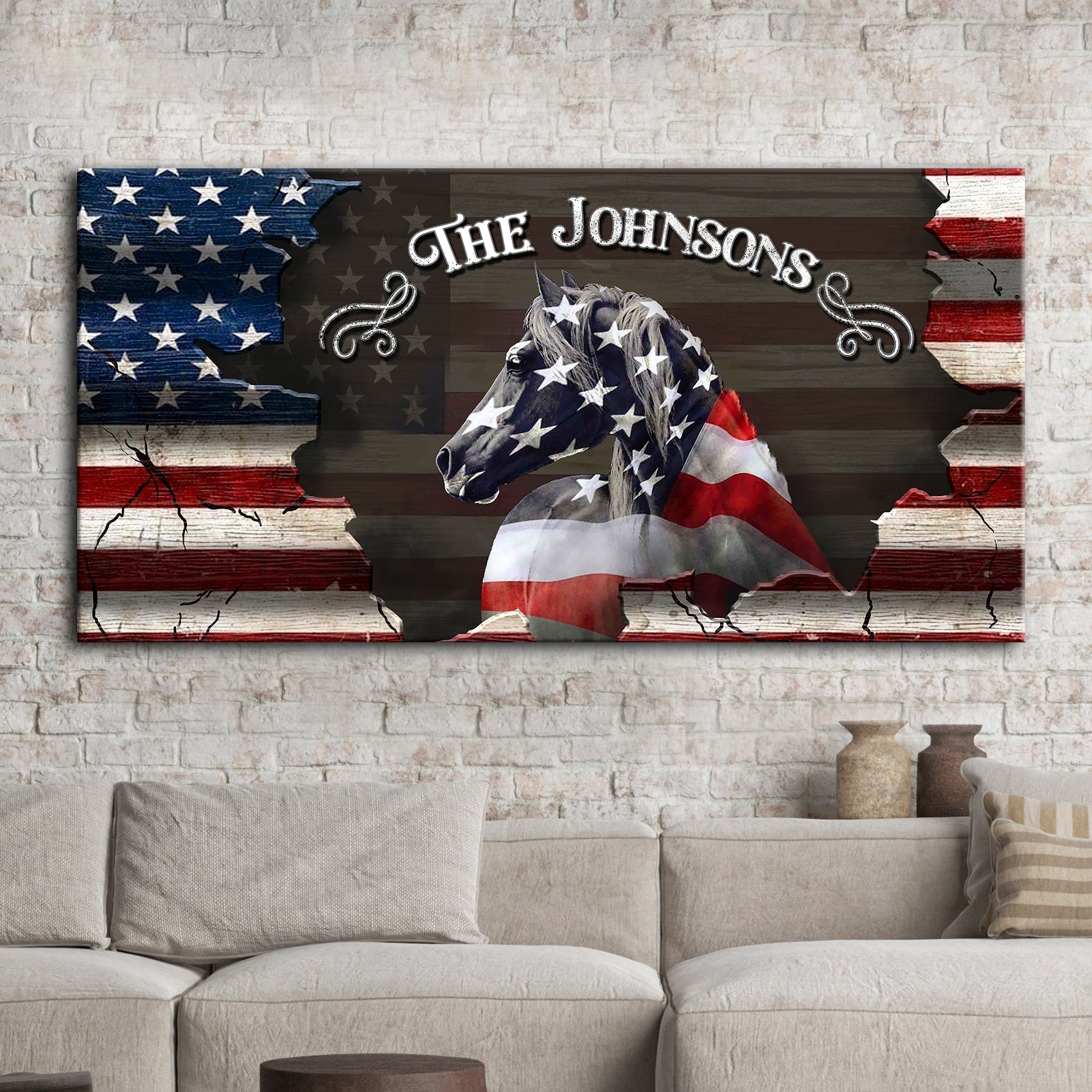 Family Name Sign - American Horse Wall Art on sale at MyriadMart