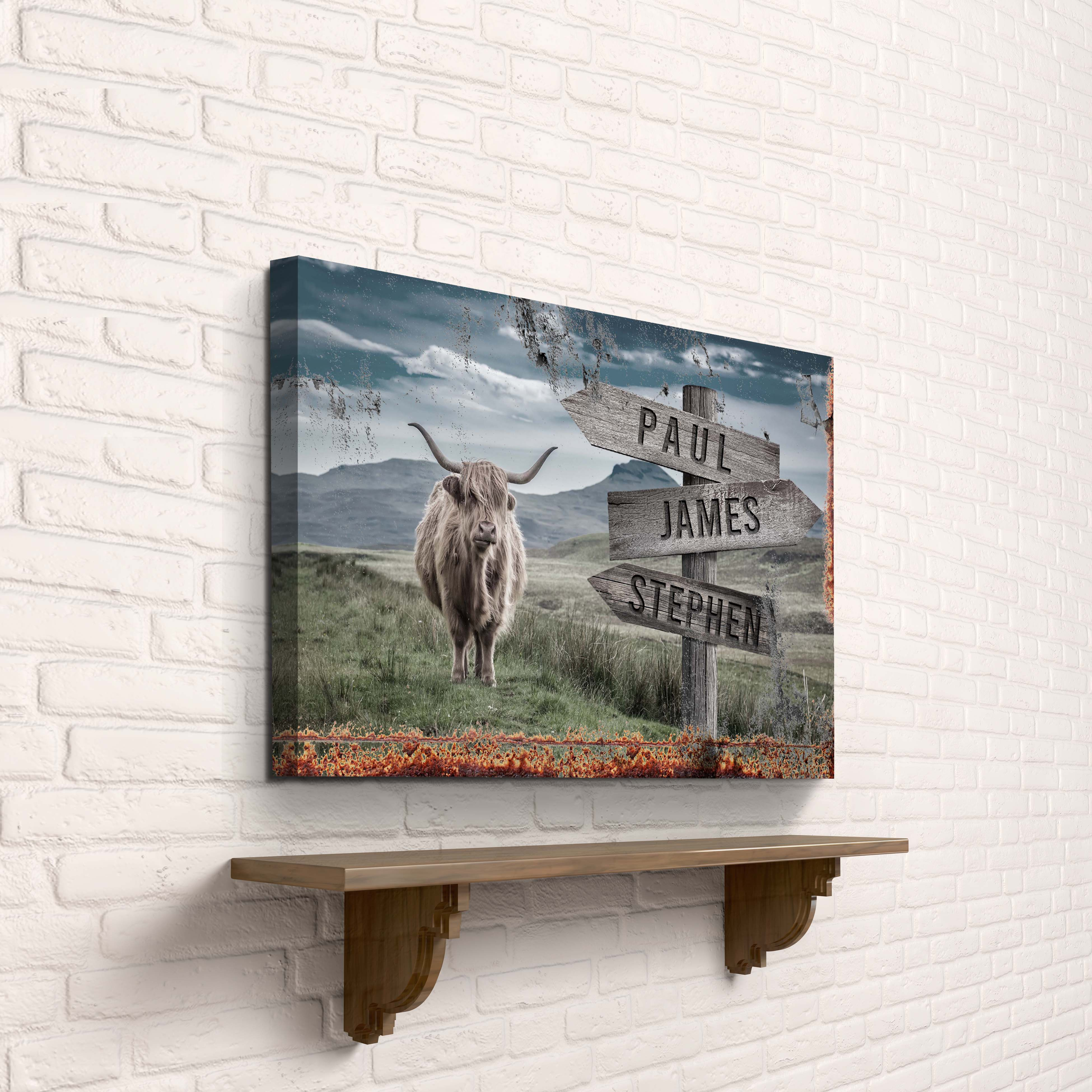 Highland Cow Rustic Sign on sale at MyriadMart