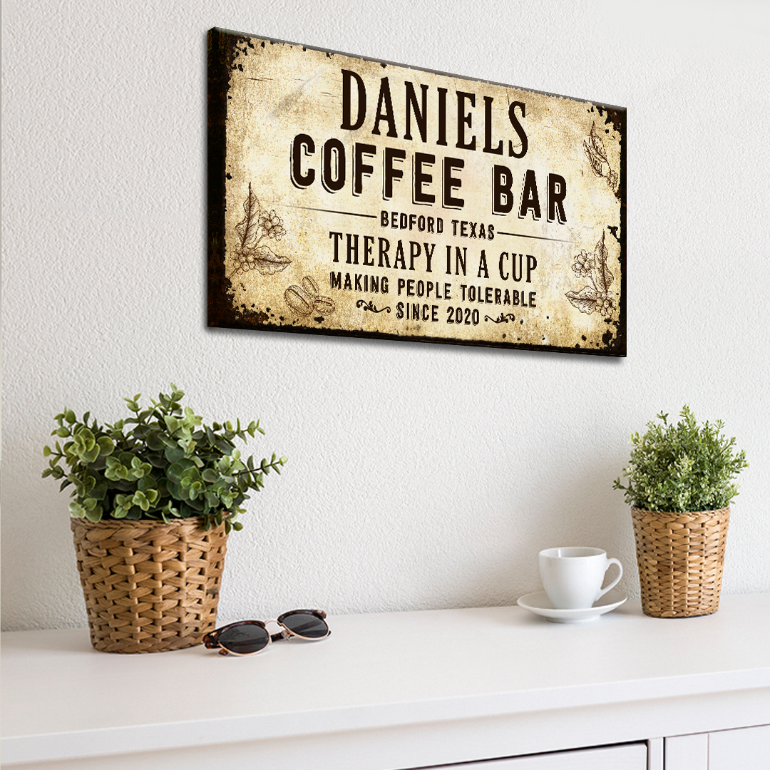 Therapy In A Cup Coffee Bar Sign on sale at MyriadMart