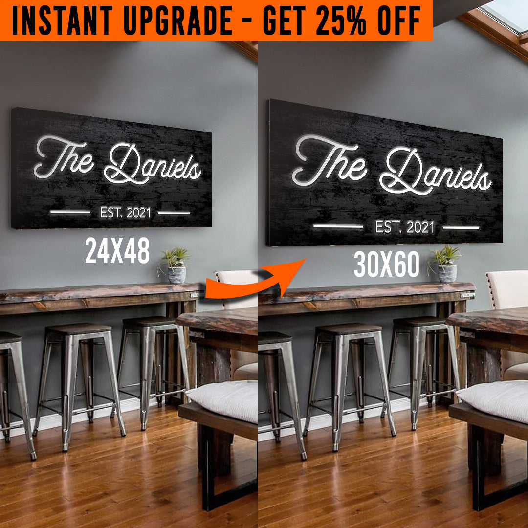 Upgrade Your 48x24 Inches 'Family Name' Style 3 Canvas To 60x30 Inches on sale at MyriadMart