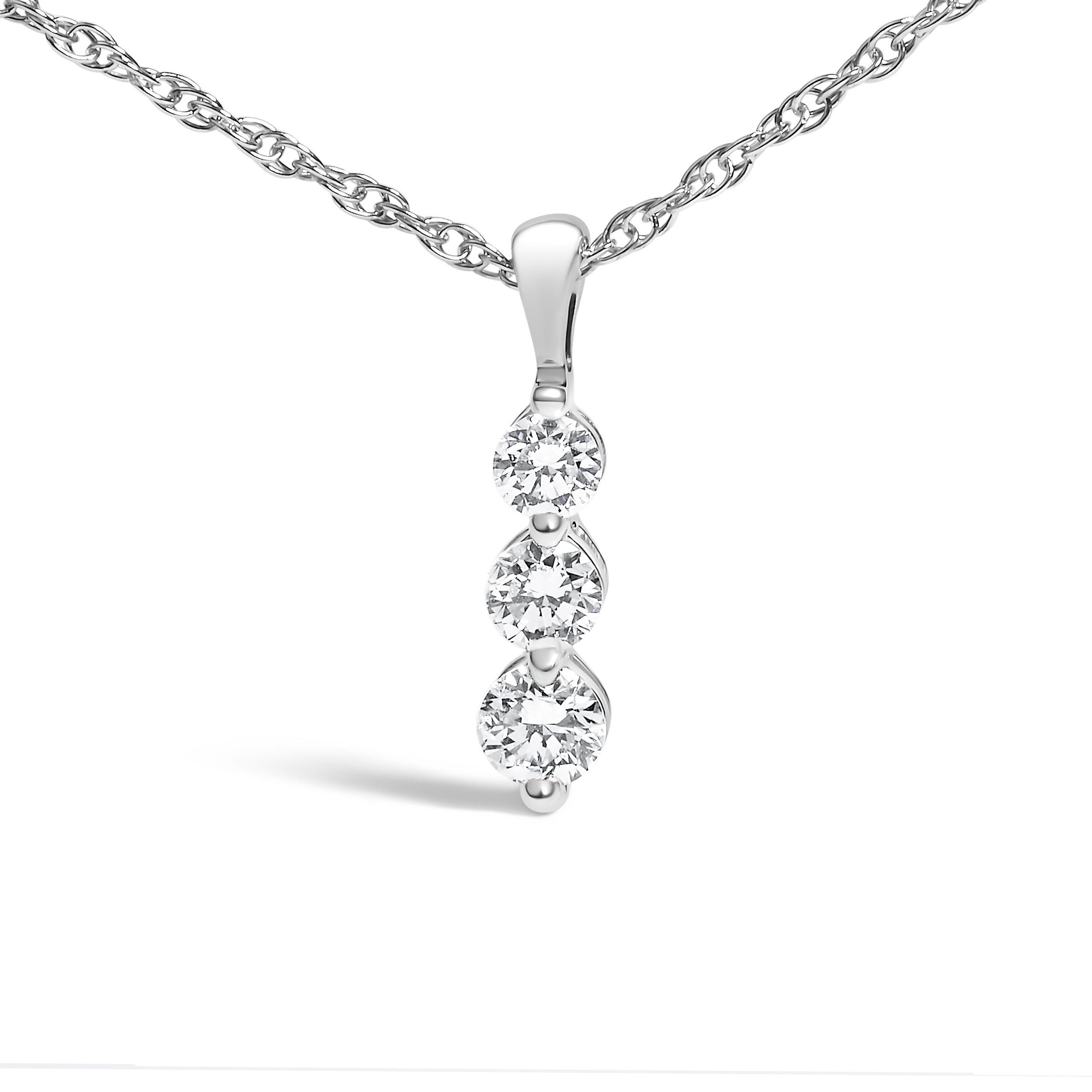.925 Sterling Silver 1/7 Cttw Lab Grown Diamond Three Stone Diamond Pendant Necklace - 18" Inches on sale at MyriadMart